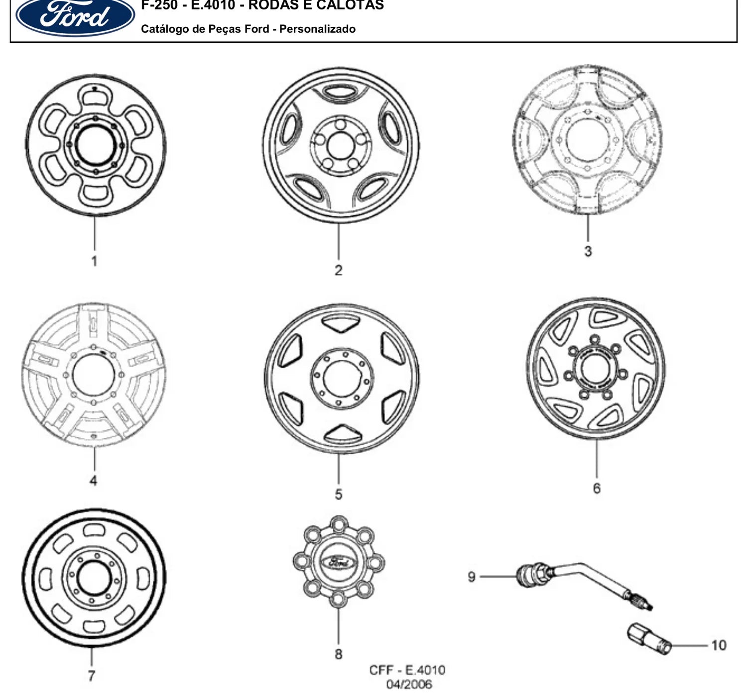 Catálogo de Peças Ford F-250 todas 1998-2012 — vista explodida 3 (pág. 302 do PDF)