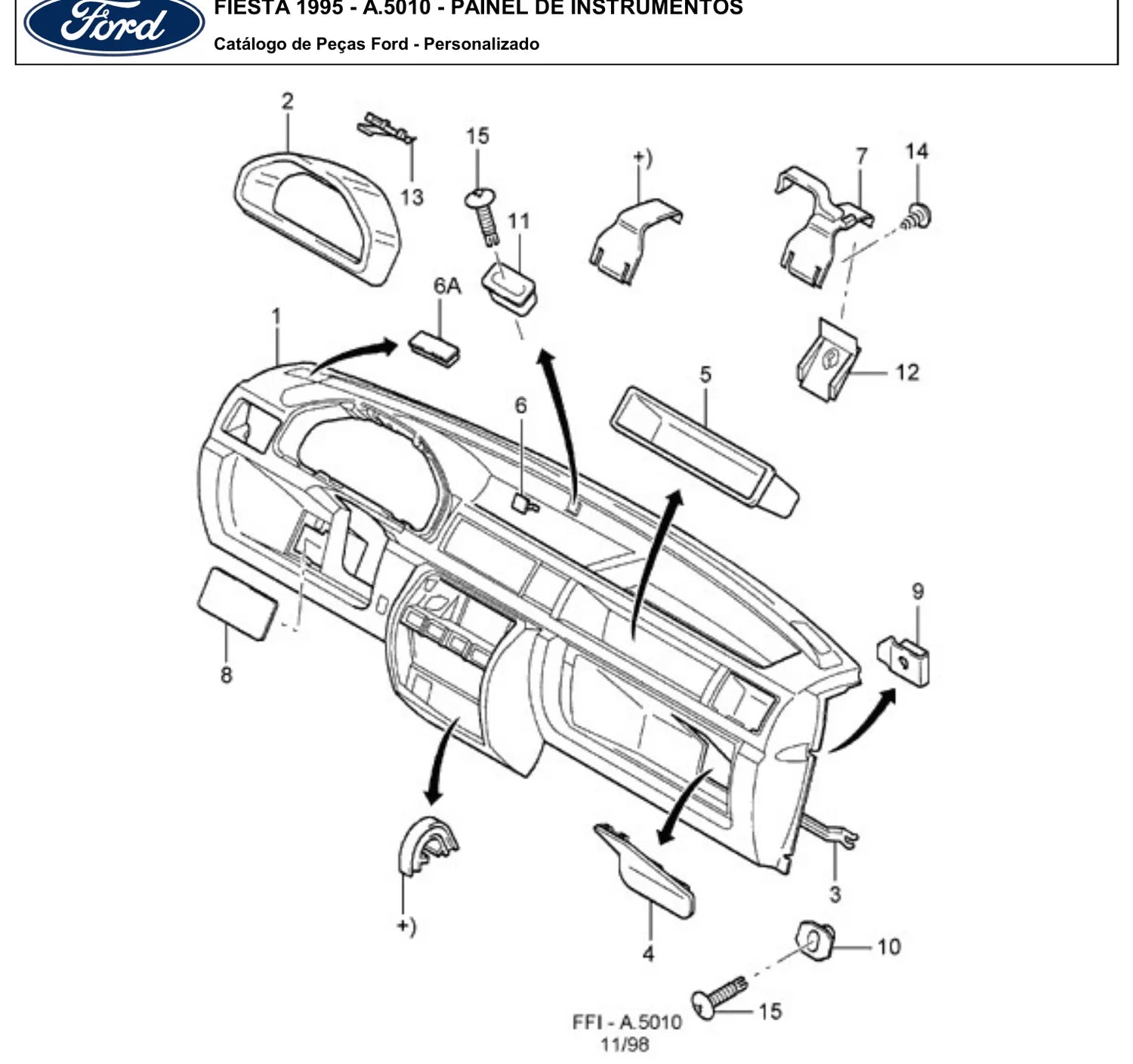 Catálogo de Peças Ford Fiesta Endura 1.3 (1995) — vista explodida 2 (pág. 45 do PDF)