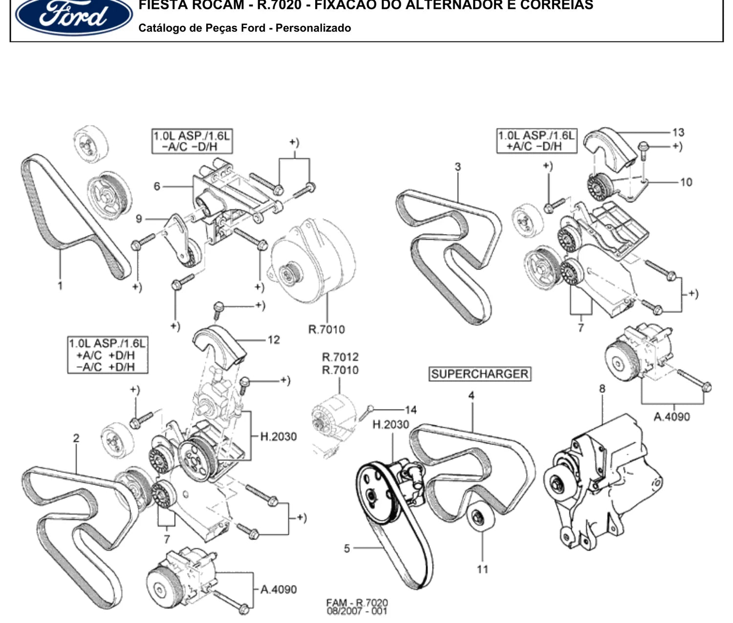 Catálogo de Peças Ford Fiesta Rocam Hatch, Sedan e Max (2007-2014) — vista explodida 2 (pág. 857 do PDF)