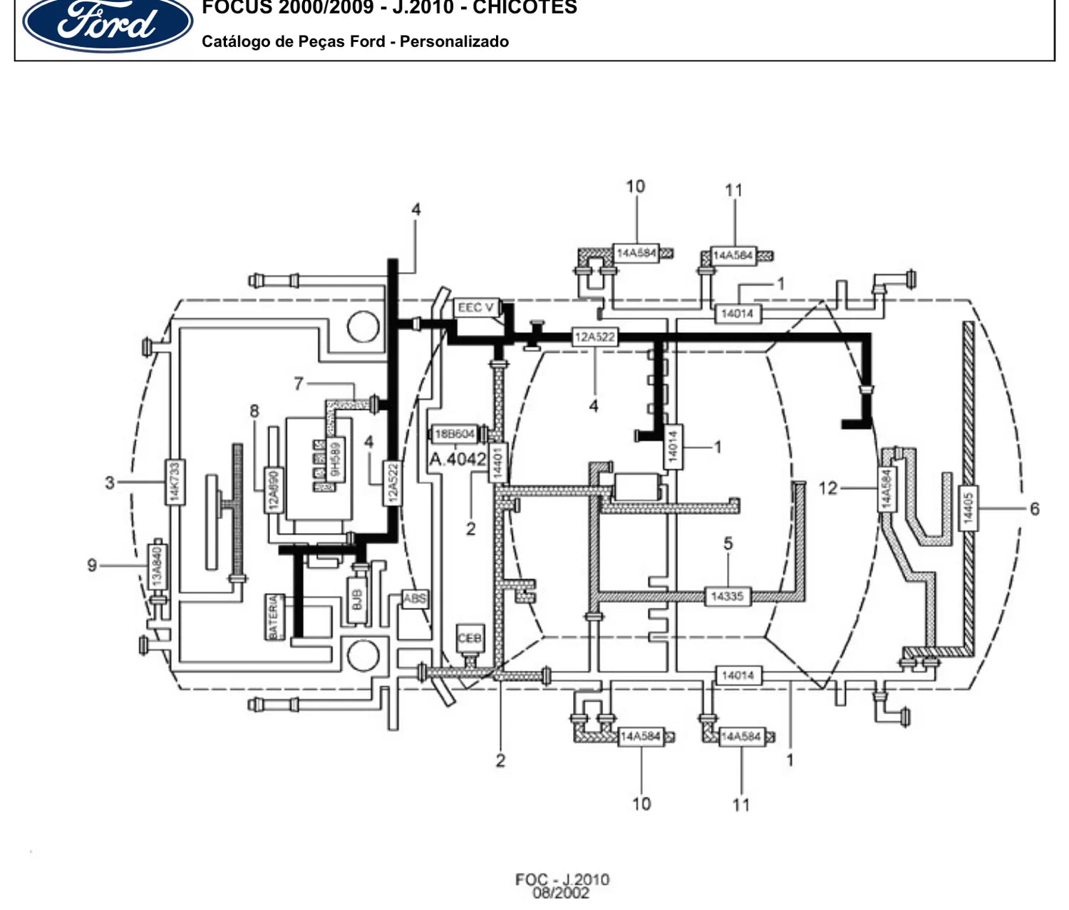 Catálogo de Peças Ford Focus Zetec 1.6 e Duratec 2.0 (2000-2009) — vista explodida 3 (pág. 405 do PDF)