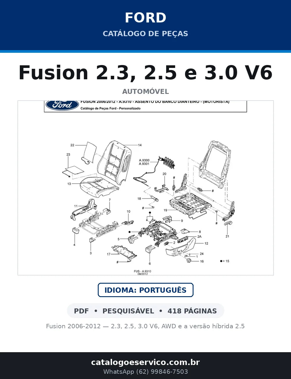 Catálogo de Peças Ford Fusion 2.3, 2.5 e 3.0 V6 (2006-2012) — capa