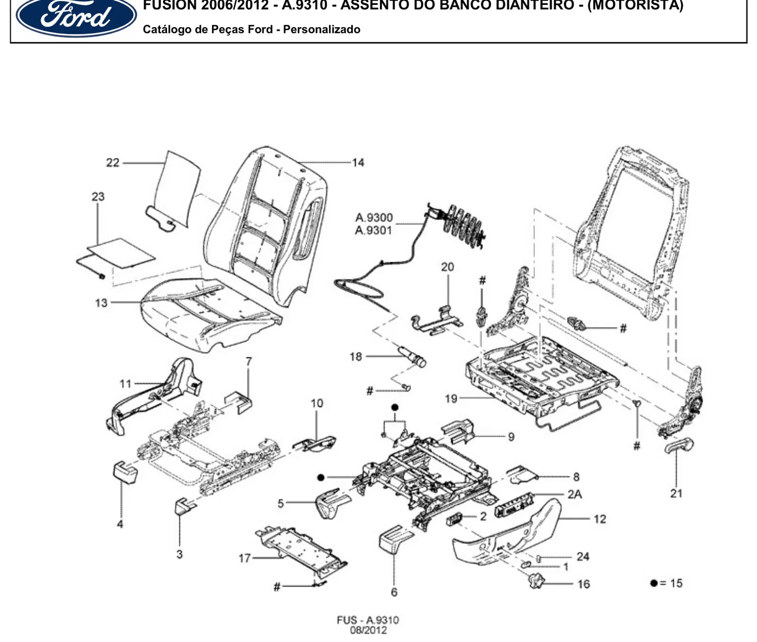 Catálogo de Peças Ford Fusion 2.3, 2.5 e 3.0 V6 (2006-2012) — vista explodida 2 (pág. 133 do PDF)