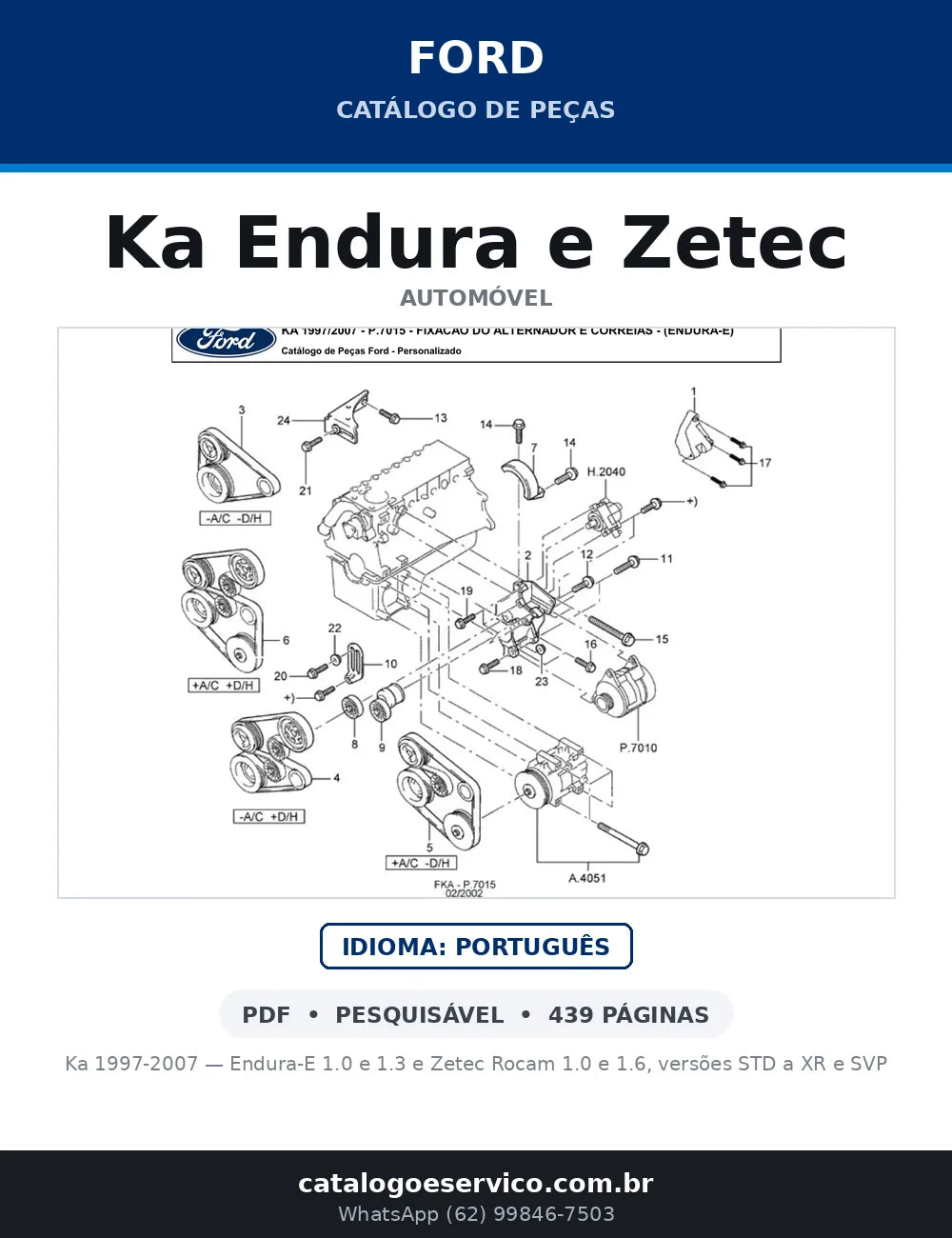 Catálogo de Peças Ford Ka Endura e Zetec 1.0 e 1.6 (1997-2007) — capa
