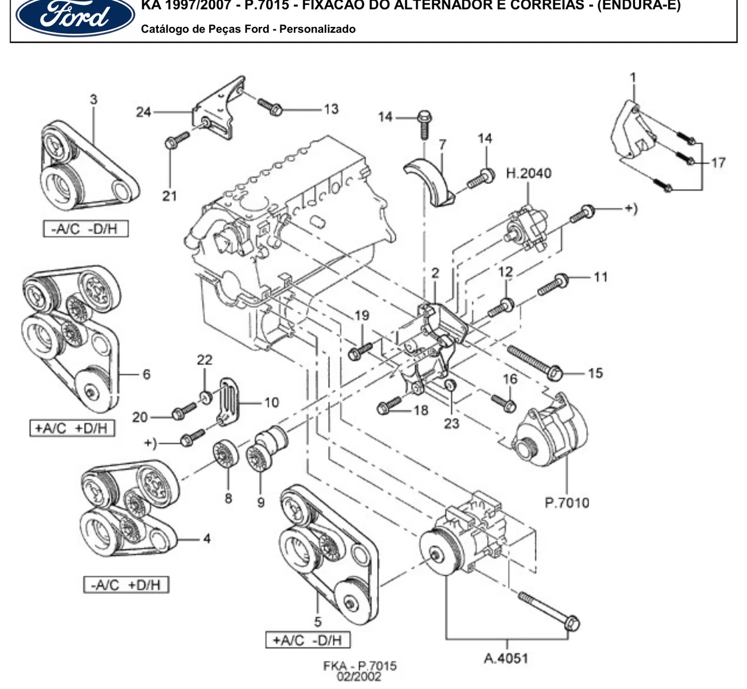 Catálogo de Peças Ford Ka Endura e Zetec 1.0 e 1.6 (1997-2007) — vista explodida 1 (pág. 350 do PDF)