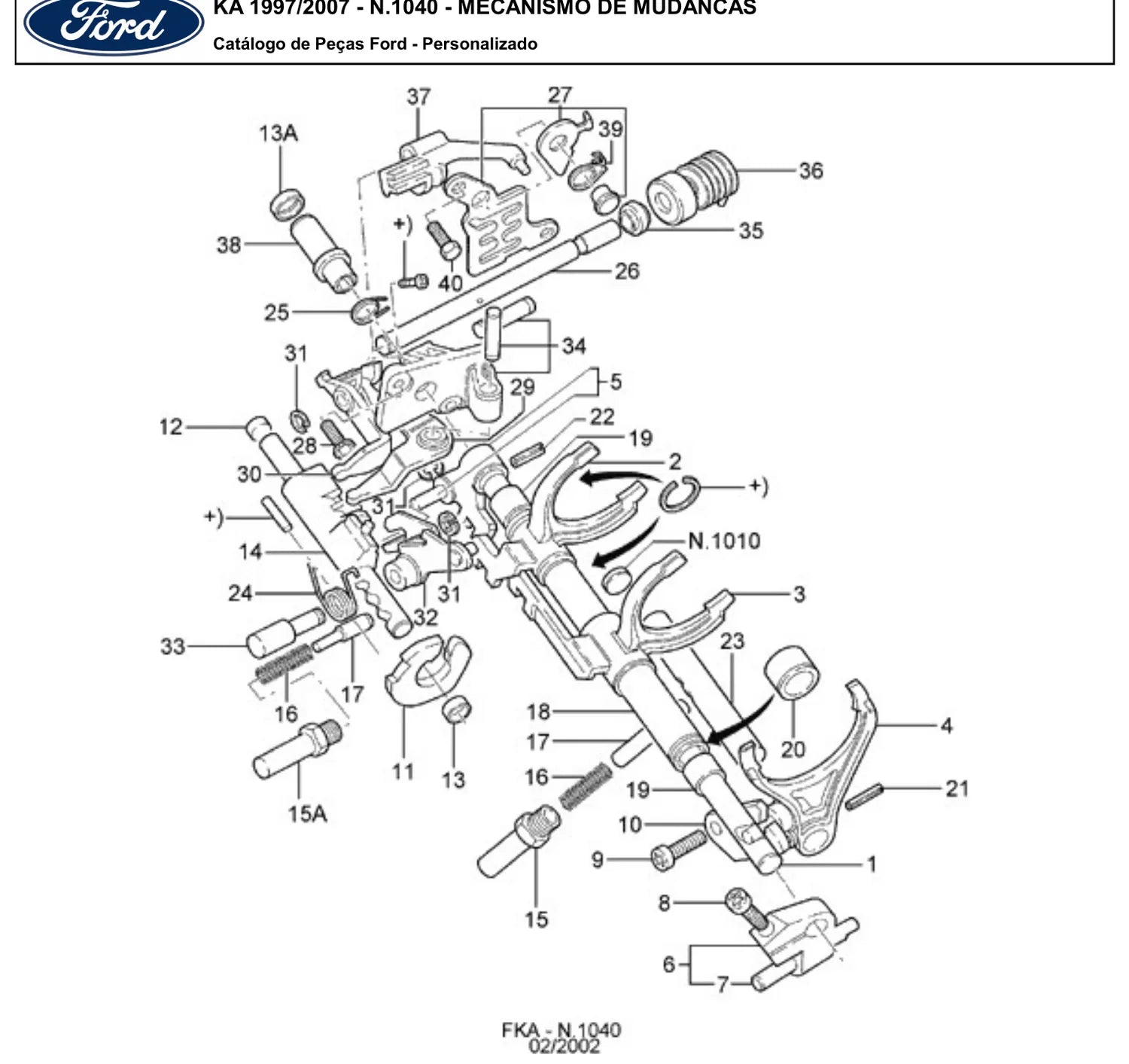 Catálogo de Peças Ford Ka Endura e Zetec 1.0 e 1.6 (1997-2007) — vista explodida 3 (pág. 305 do PDF)