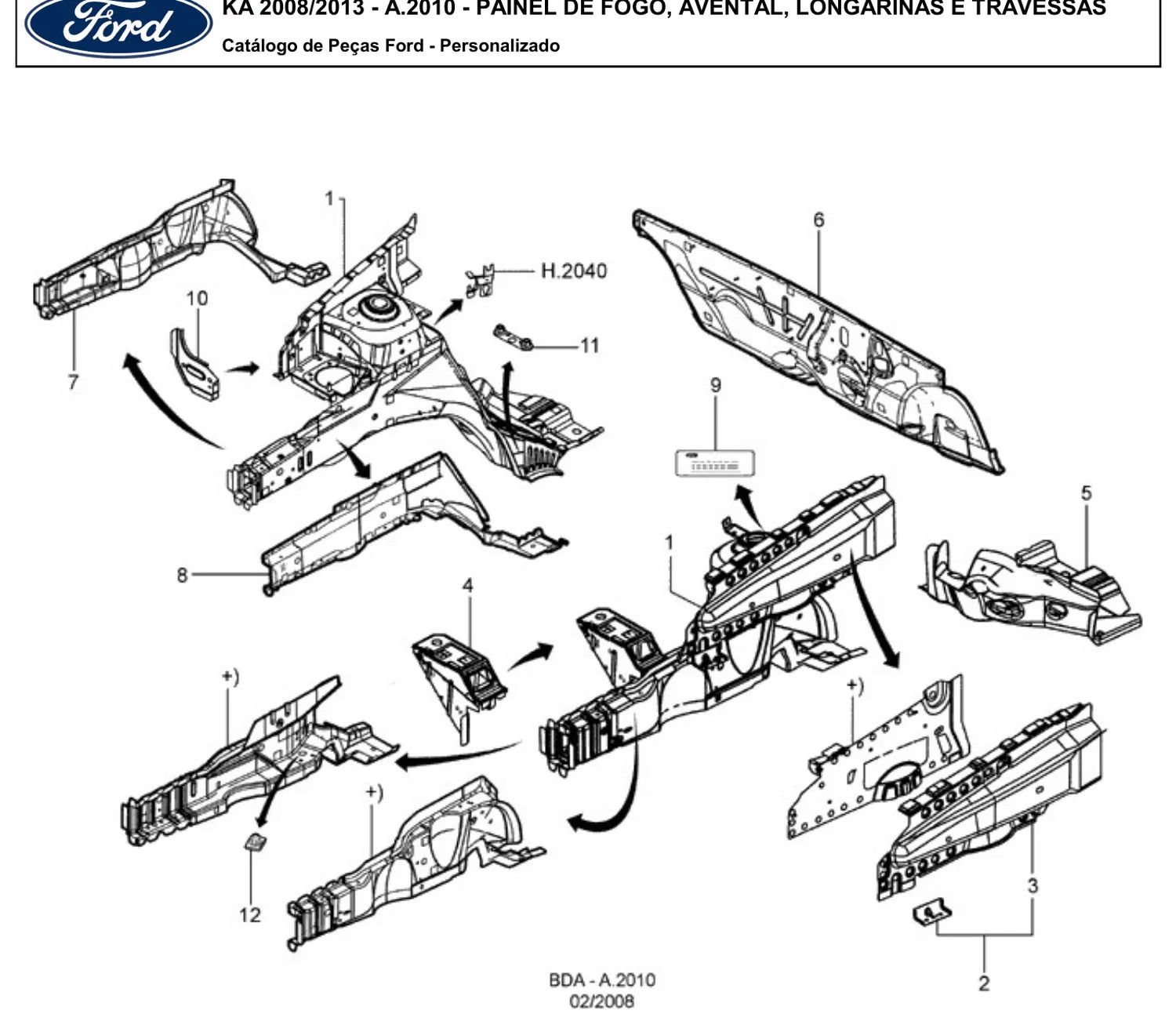 Catálogo de Peças Ford Ka Zetec 1.0 e 1.6 (2008-2013) — vista explodida 1 (pág. 11 do PDF)