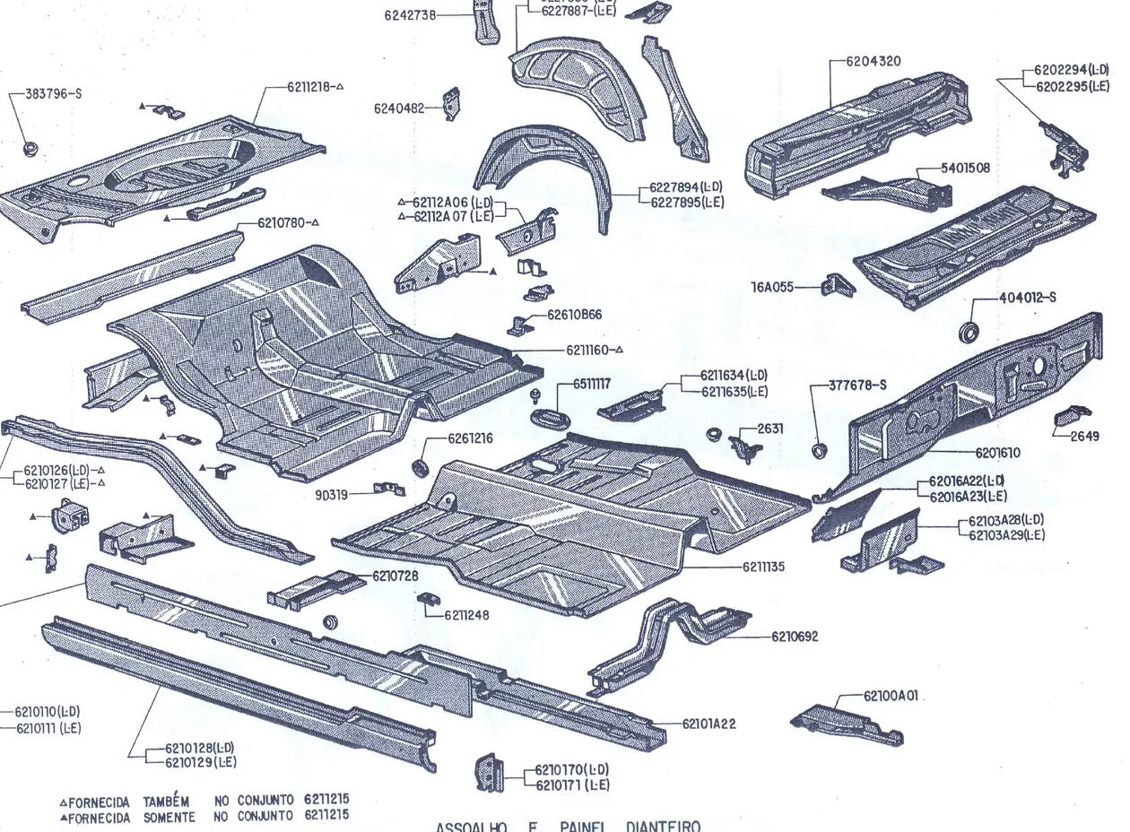 Catálogo de Peças Ford Maverick 1974/1975 (Cupê, Sedan e GT) — vista explodida 1 (pág. 167 do PDF)