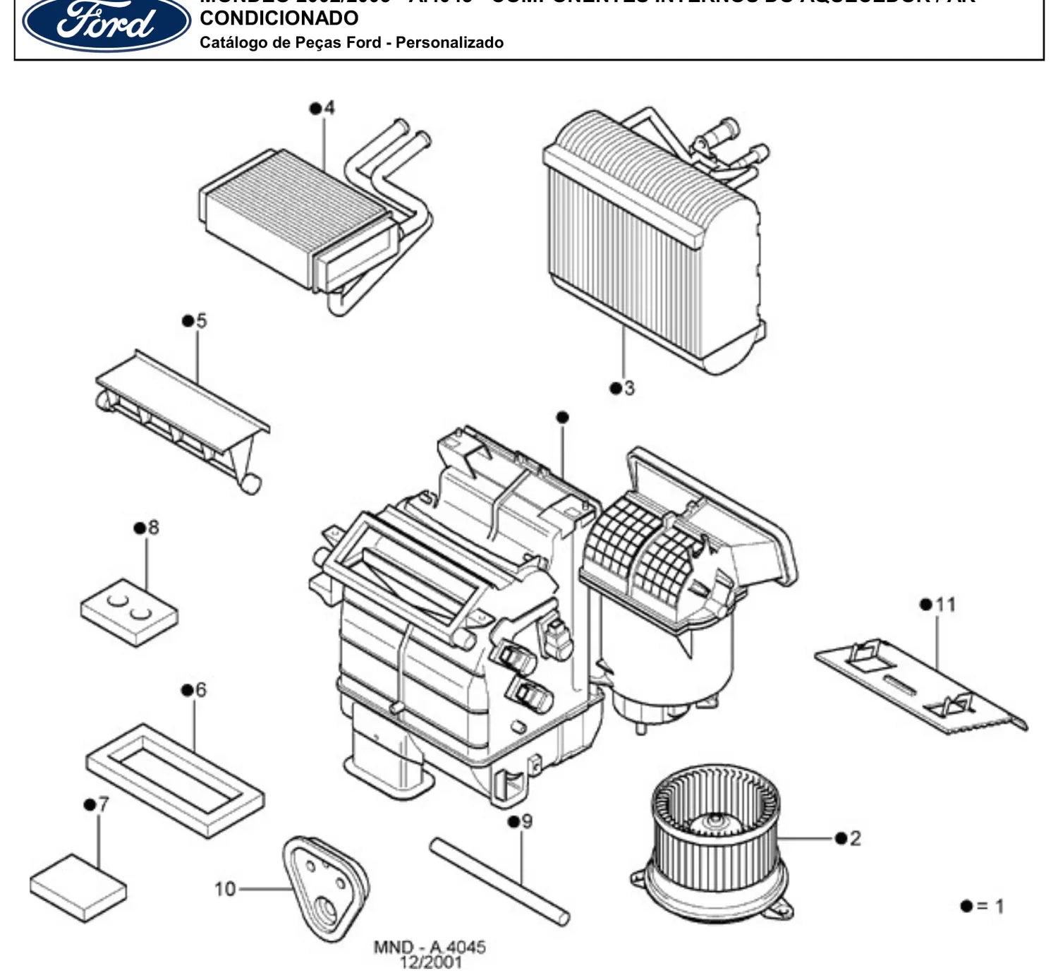 Catálogo de Peças Ford Mondeo Ghia 2.0 16V (2002-2006) — vista explodida 1 (pág. 24 do PDF)