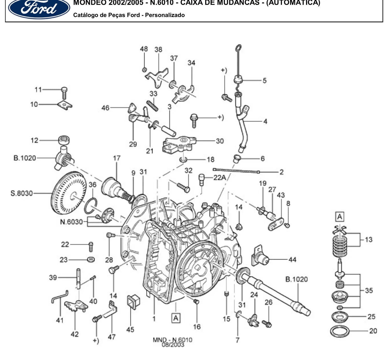 Catálogo de Peças Ford Mondeo Ghia 2.0 16V (2002-2006) — vista explodida 2 (pág. 234 do PDF)