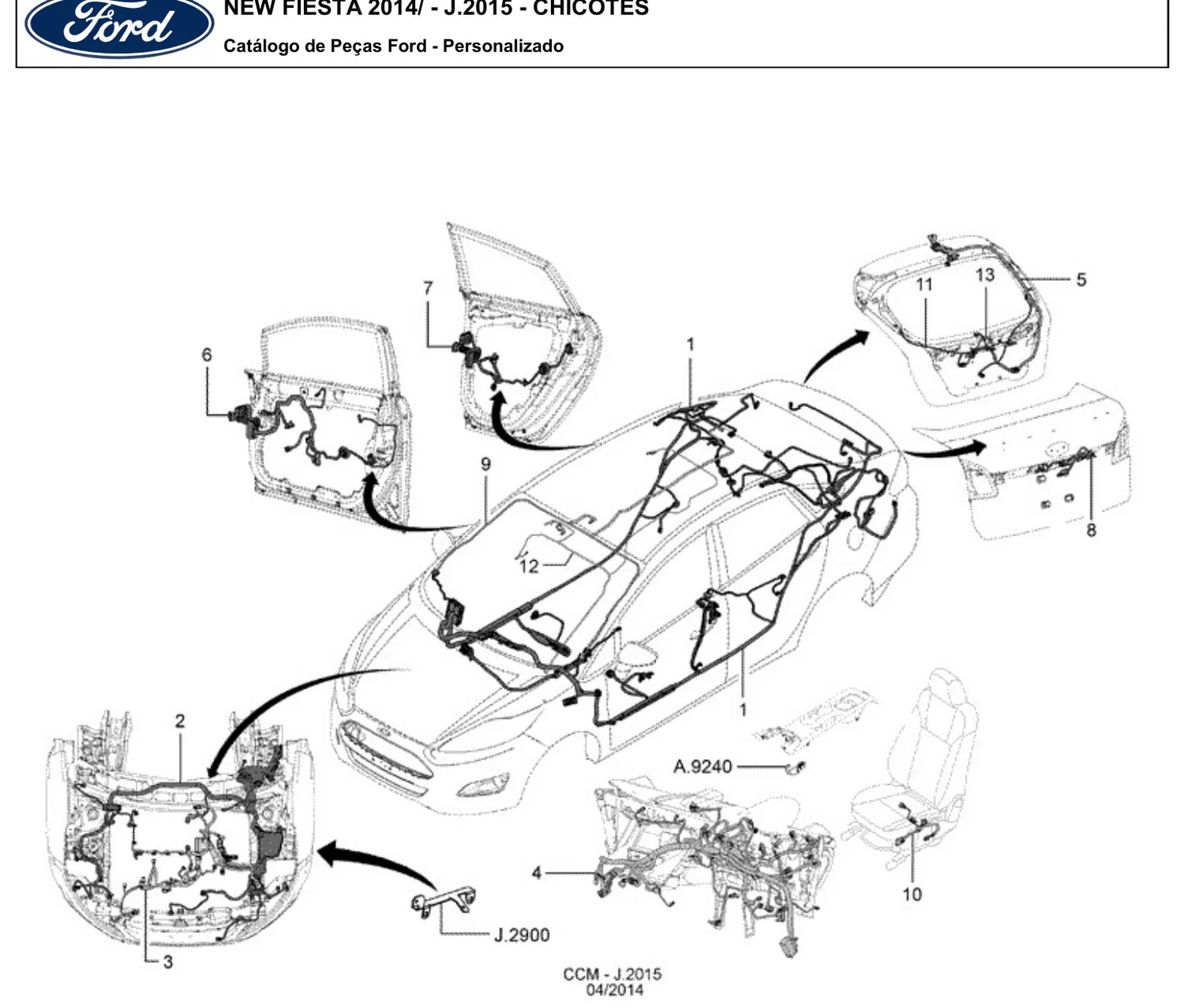 Catálogo de Peças Ford New Fiesta 1.5 e 1.6 16V (2014 em diante) — vista explodida 2 (pág. 238 do PDF)