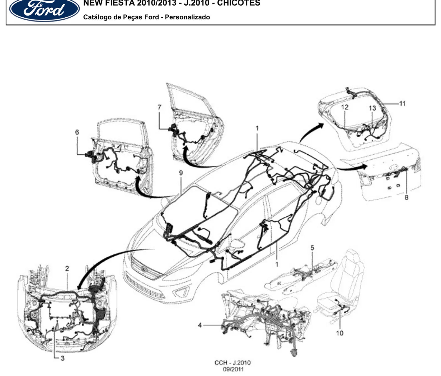 Catálogo de Peças Ford New Fiesta Sedan 1.6 16V (2010-2013) — vista explodida 1 (pág. 137 do PDF)
