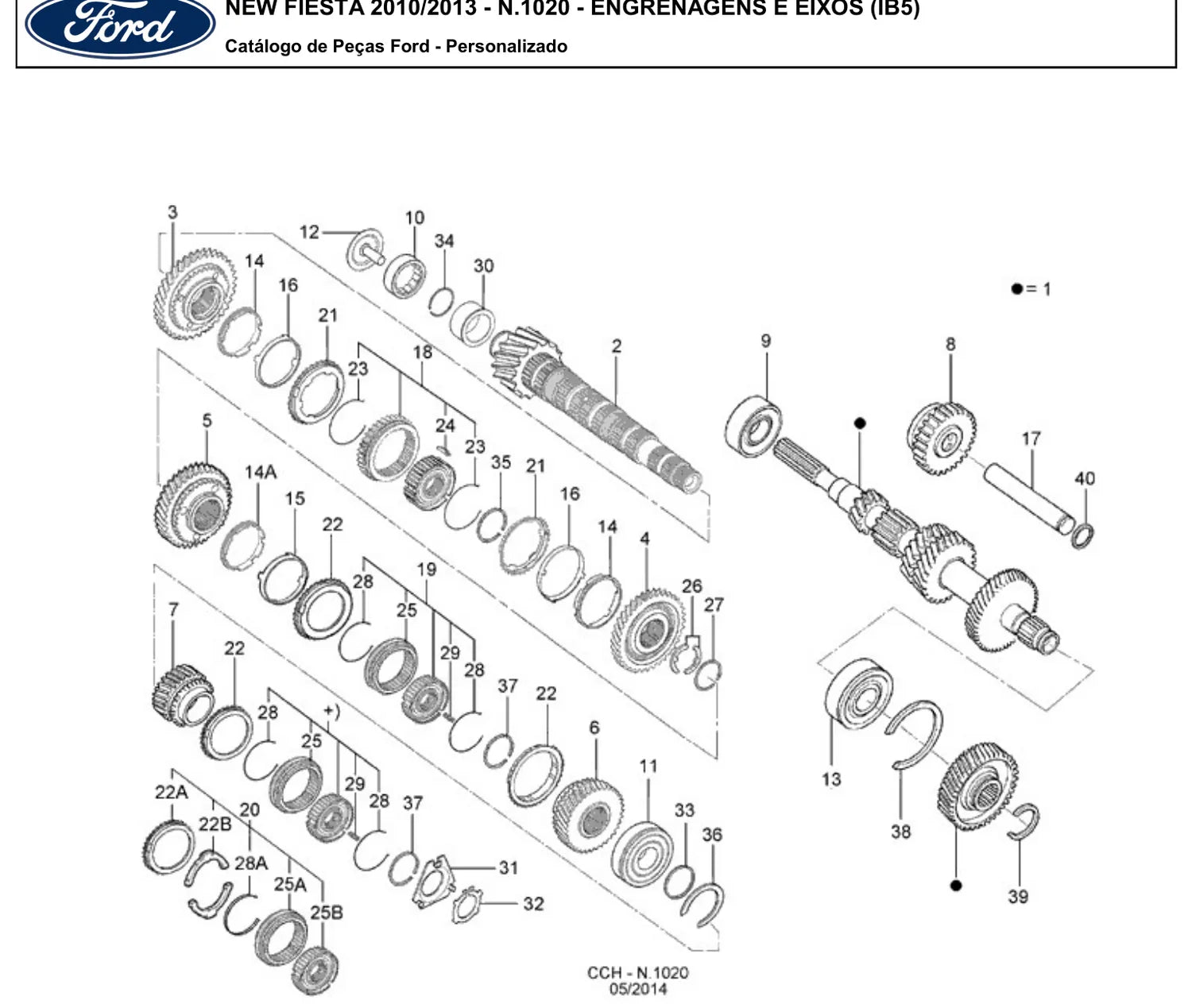 Catálogo de Peças Ford New Fiesta Sedan 1.6 16V (2010-2013) — vista explodida 2 (pág. 169 do PDF)