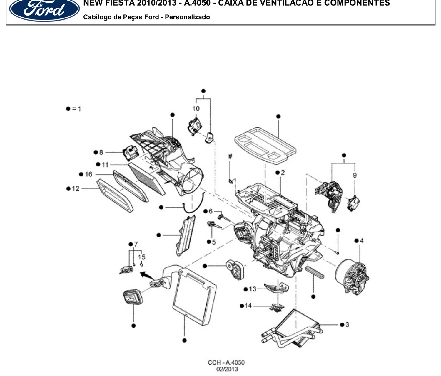 Catálogo de Peças Ford New Fiesta Sedan 1.6 16V (2010-2013) — vista explodida 3 (pág. 21 do PDF)