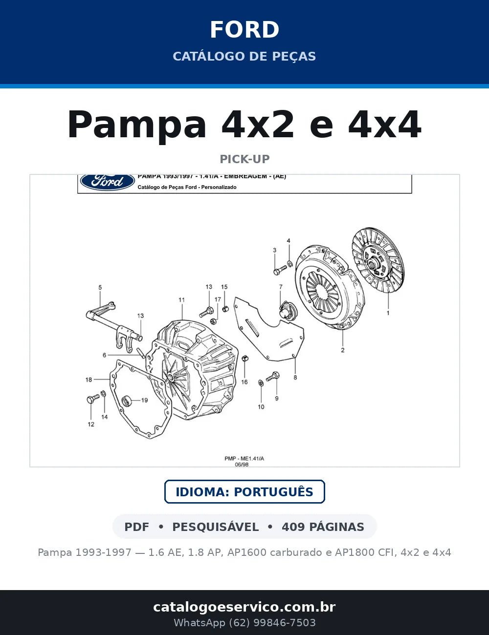 Catálogo de Peças Ford Pampa 4x2 e 4x4 1.6 AE e 1.8 AP (1993-1997) — capa