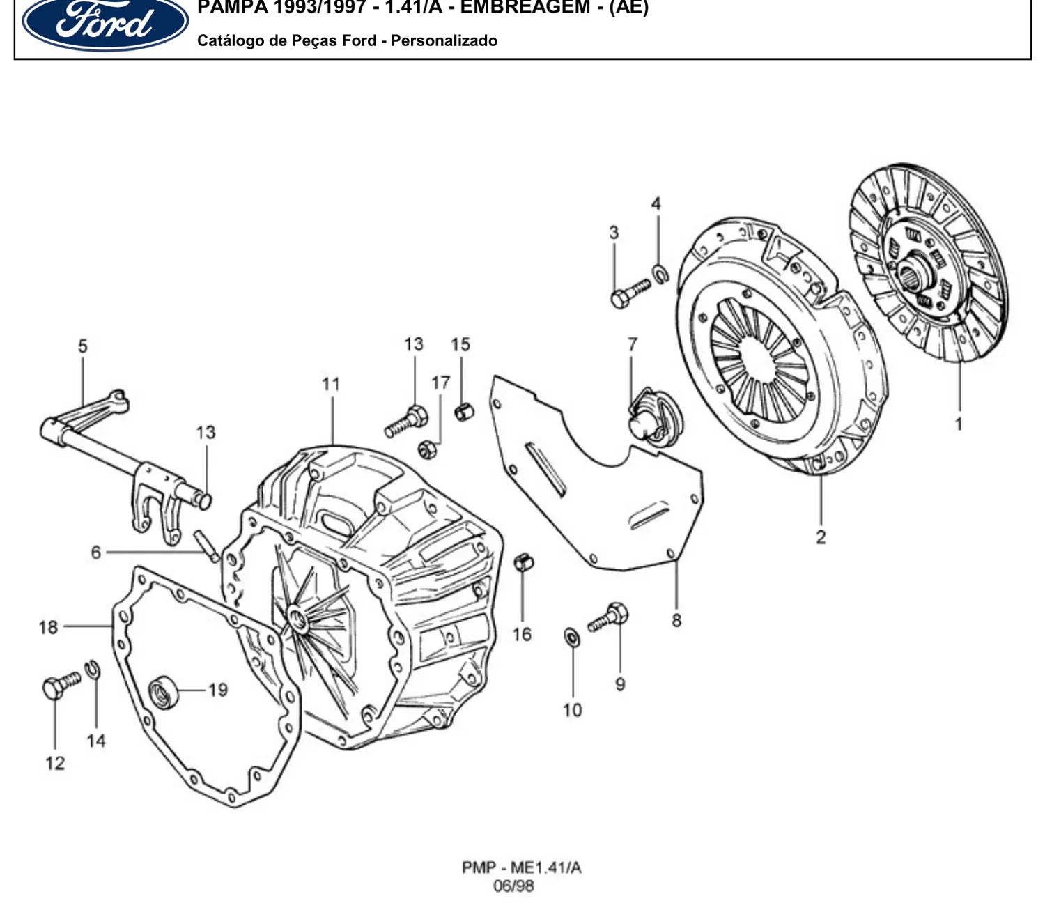 Catálogo de Peças Ford Pampa 4x2 e 4x4 1.6 AE e 1.8 AP (1993-1997) — vista explodida 1 (pág. 123 do PDF)