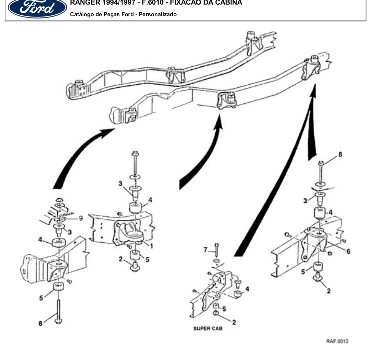 Catálogo de Peças Ford Ranger 2.3 e 4.0 V6 (1994-1997) — vista explodida 2 (pág. 241 do PDF)