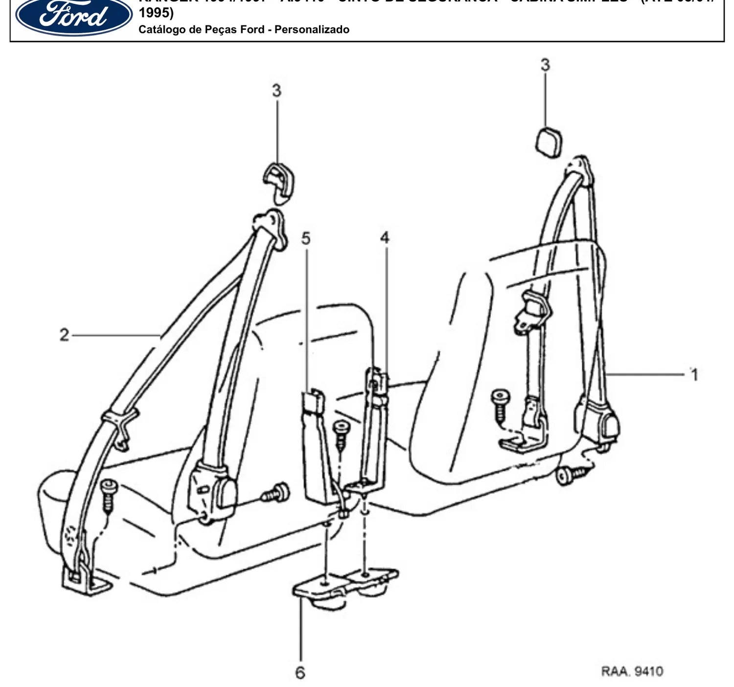 Catálogo de Peças Ford Ranger 2.3 e 4.0 V6 (1994-1997) — vista explodida 3 (pág. 151 do PDF)