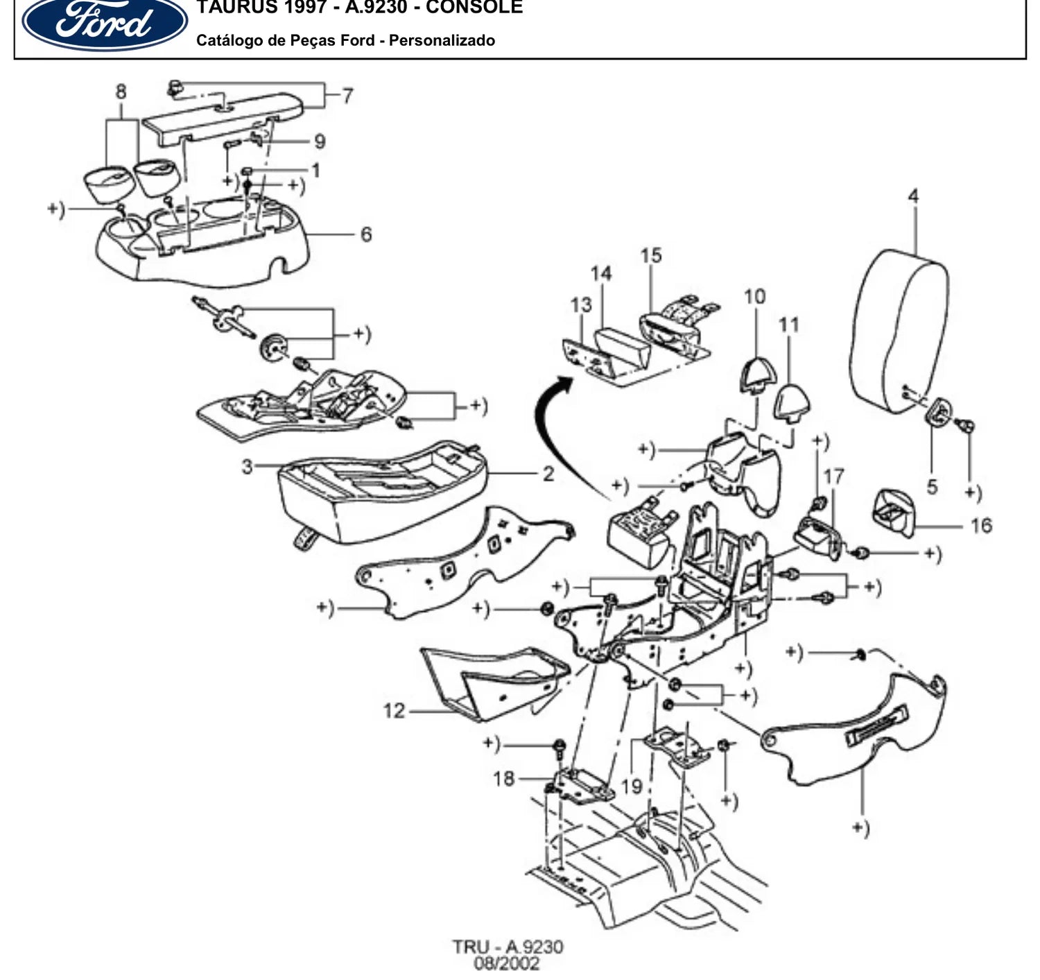 Catálogo de Peças Ford Taurus 3.0 V6 1996-1997 (parcial) — vista explodida 1 (pág. 45 do PDF)