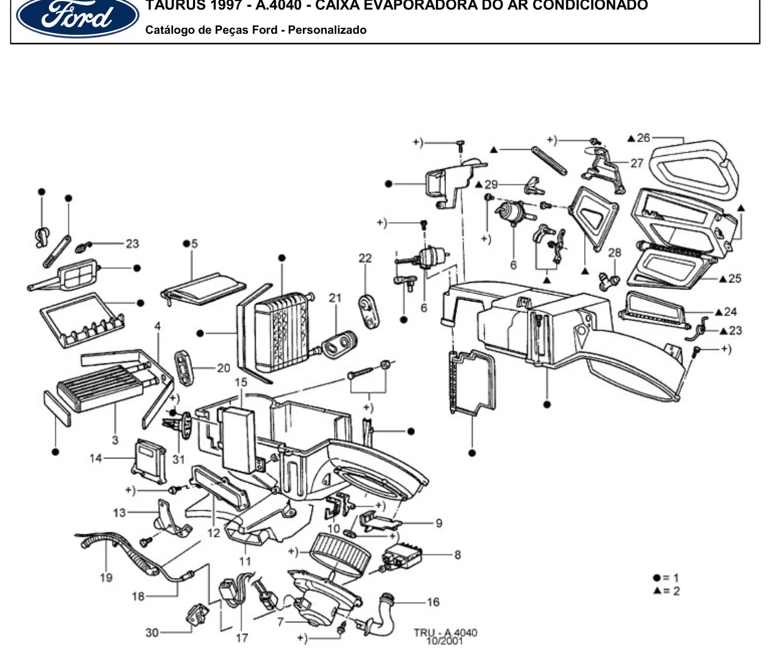 Catálogo de Peças Ford Taurus 3.0 V6 1996-1997 (parcial) — vista explodida 2 (pág. 13 do PDF)