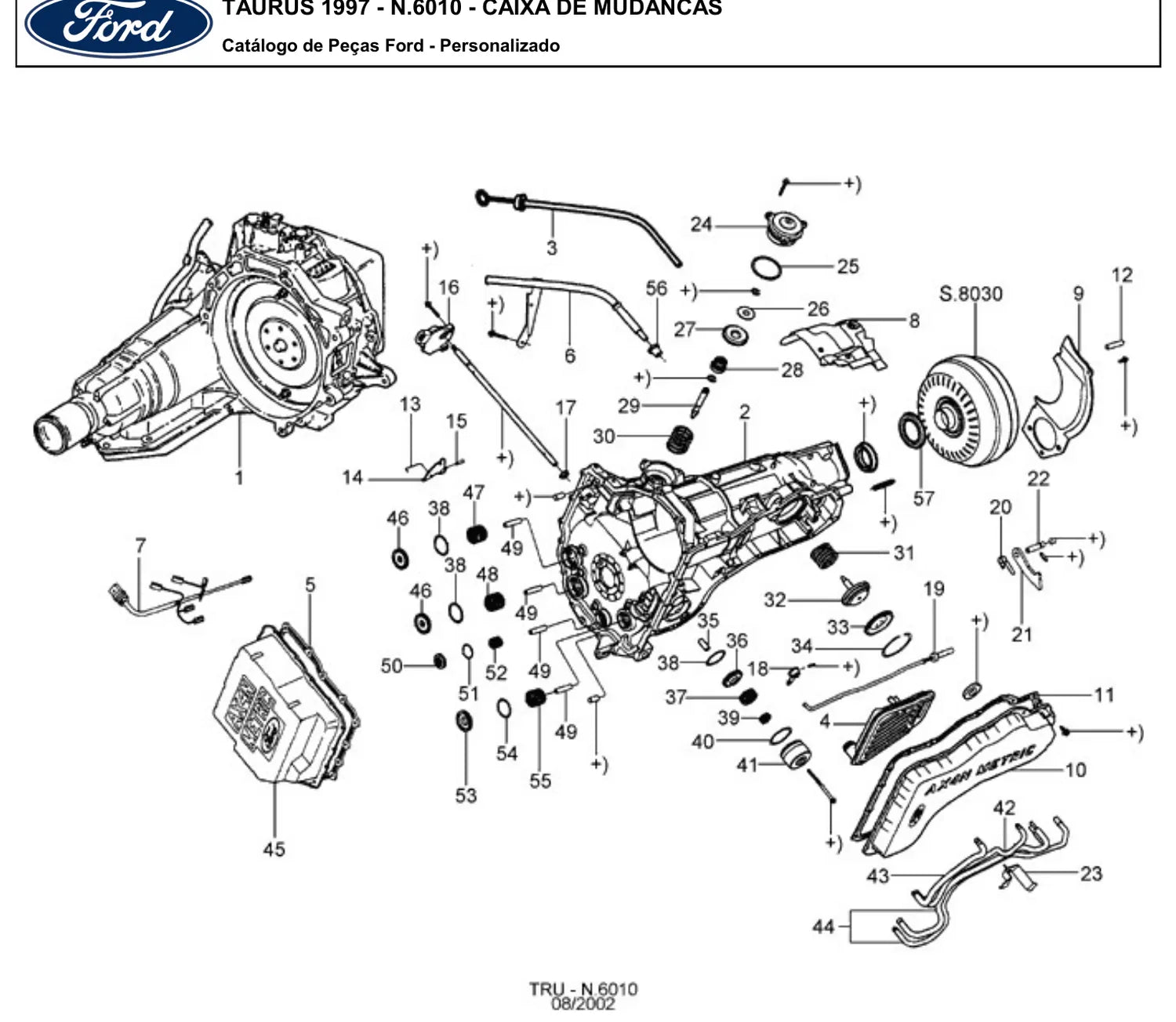 Catálogo de Peças Ford Taurus 3.0 V6 1996-1997 (parcial) — vista explodida 3 (pág. 81 do PDF)