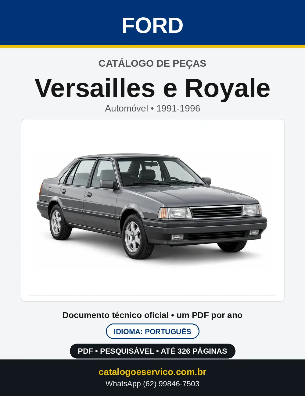 Catálogo de Peças Ford Versailles e Royale 1991-1996 — capa