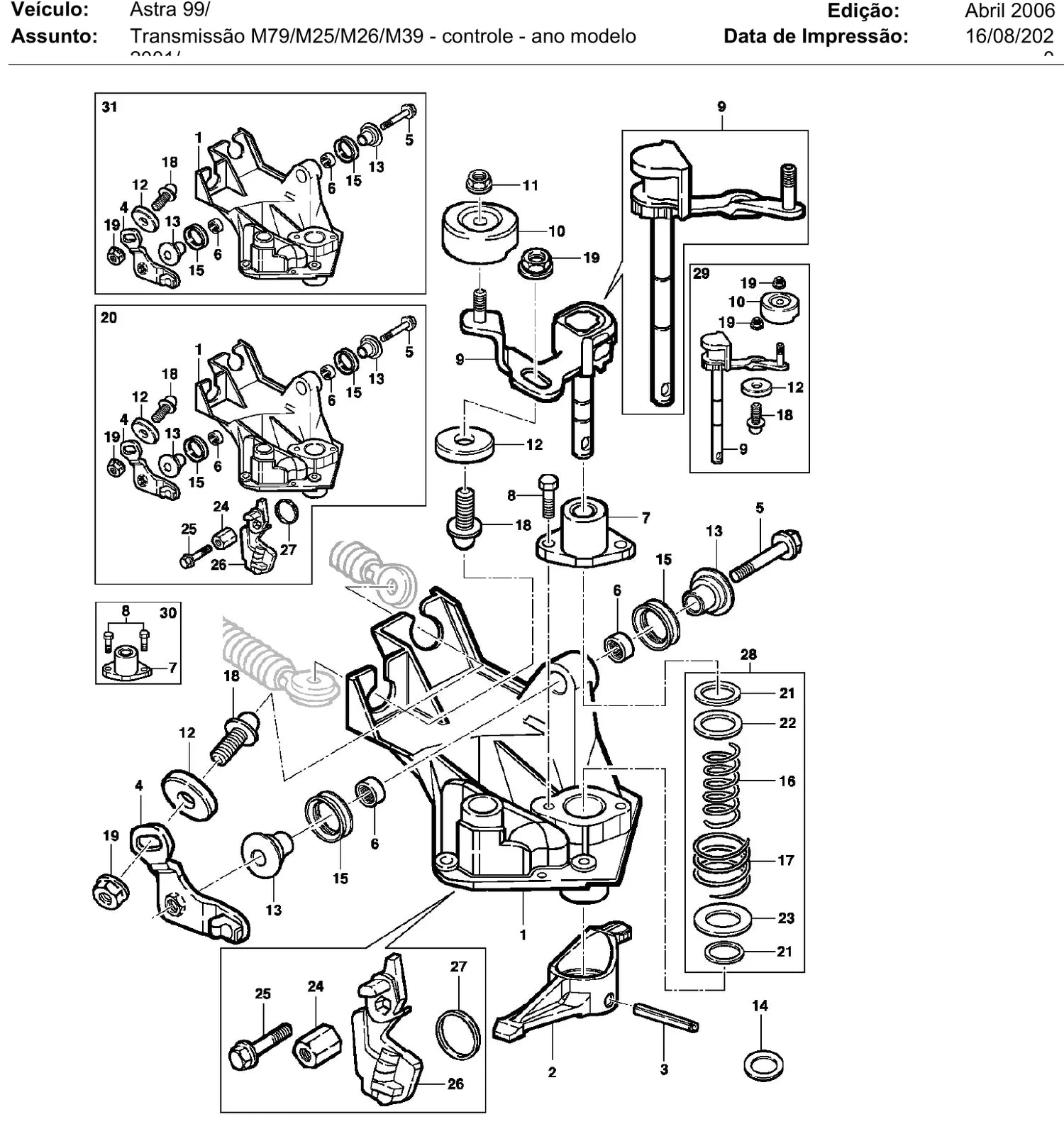 Catálogo de Peças Chevrolet Astra 1999-2006 e Zafira — vista explodida 3 (pág. 208 do PDF)