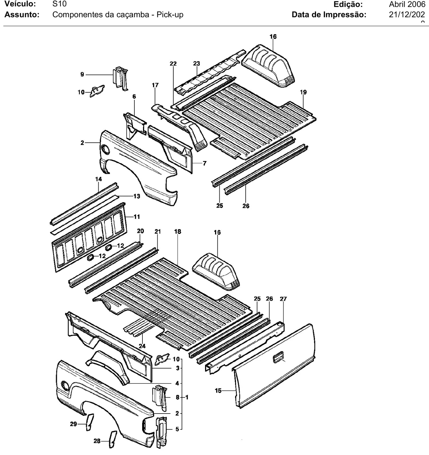 Catálogo de Peças Chevrolet Blazer e S10 1996-2006 (gasolina e diesel) — vista explodida 1 (pág. 550 do PDF)