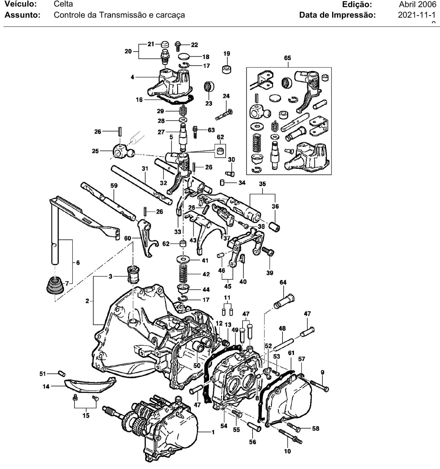 Catálogo de Peças Chevrolet Celta 1.0 e 1.4 2001-2006 — vista explodida 1 (pág. 92 do PDF)