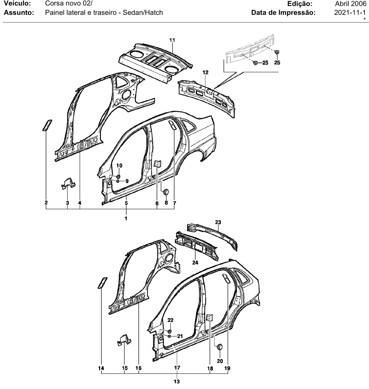 Catálogo de Peças Chevrolet Corsa 2002-2006 (Hatch, Sedan, Pick-up e Meriva) — vista explodida 3 (pág. 416 do PDF)
