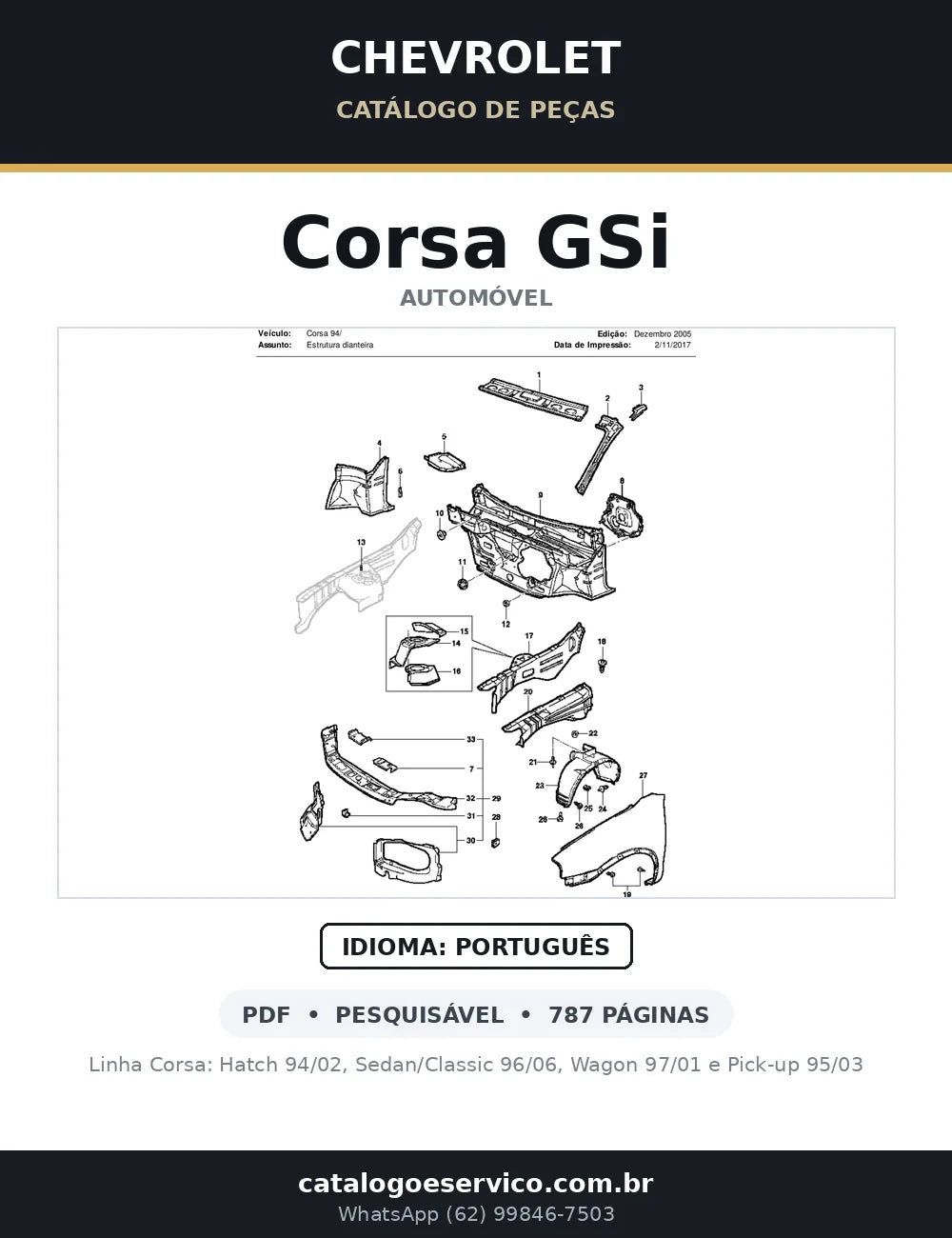 Catálogo de Peças Chevrolet Corsa GSi 1995-1997 (linha Corsa completa) — capa