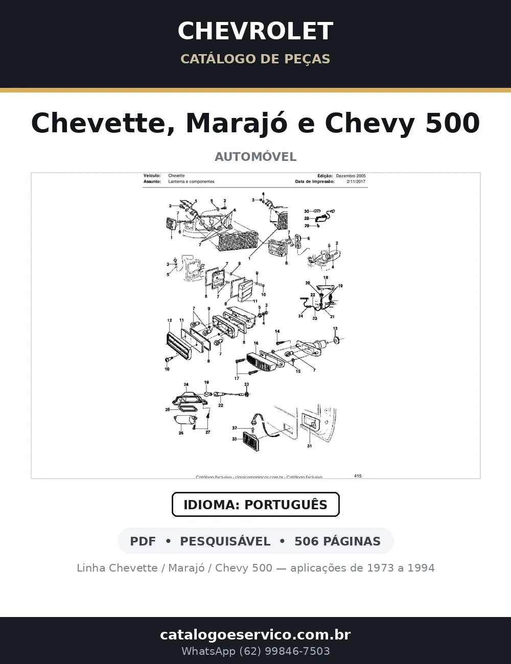 Catálogo de Peças Chevrolet Chevette, Marajó e Chevy 500 (1973-1994) — capa