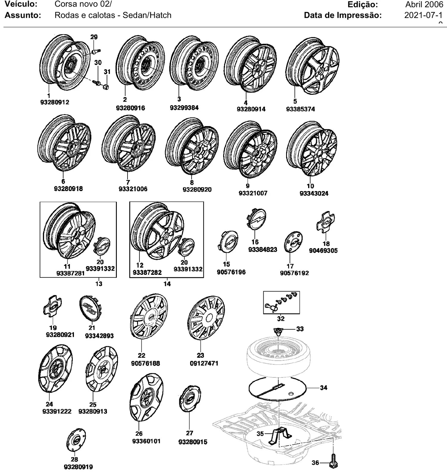 Catálogo de Peças Chevrolet Meriva 2002-2006 — vista explodida 1 (pág. 277 do PDF)