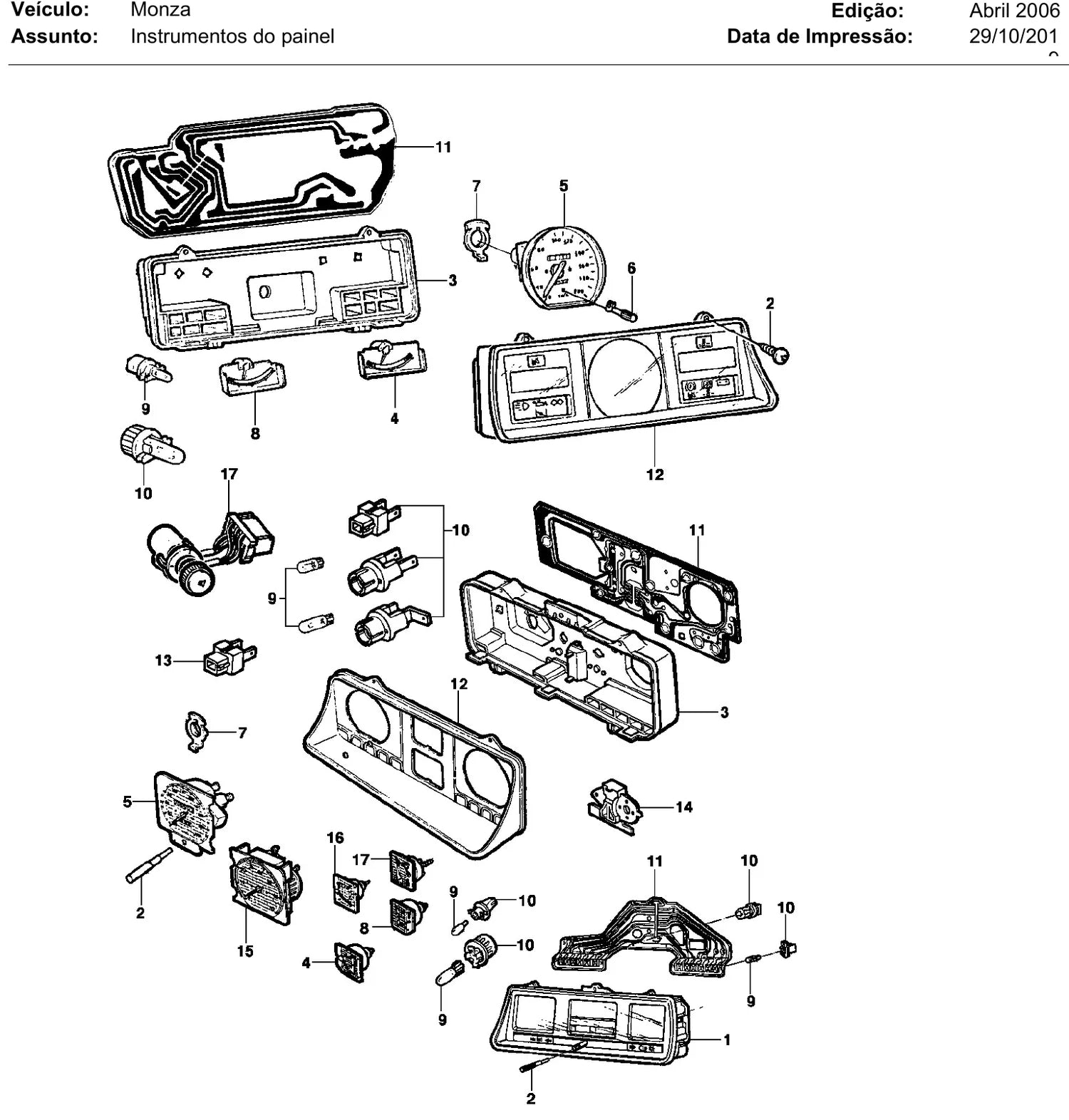 Catálogo de Peças Chevrolet Monza 1982-1996 — vista explodida 1 (pág. 383 do PDF)
