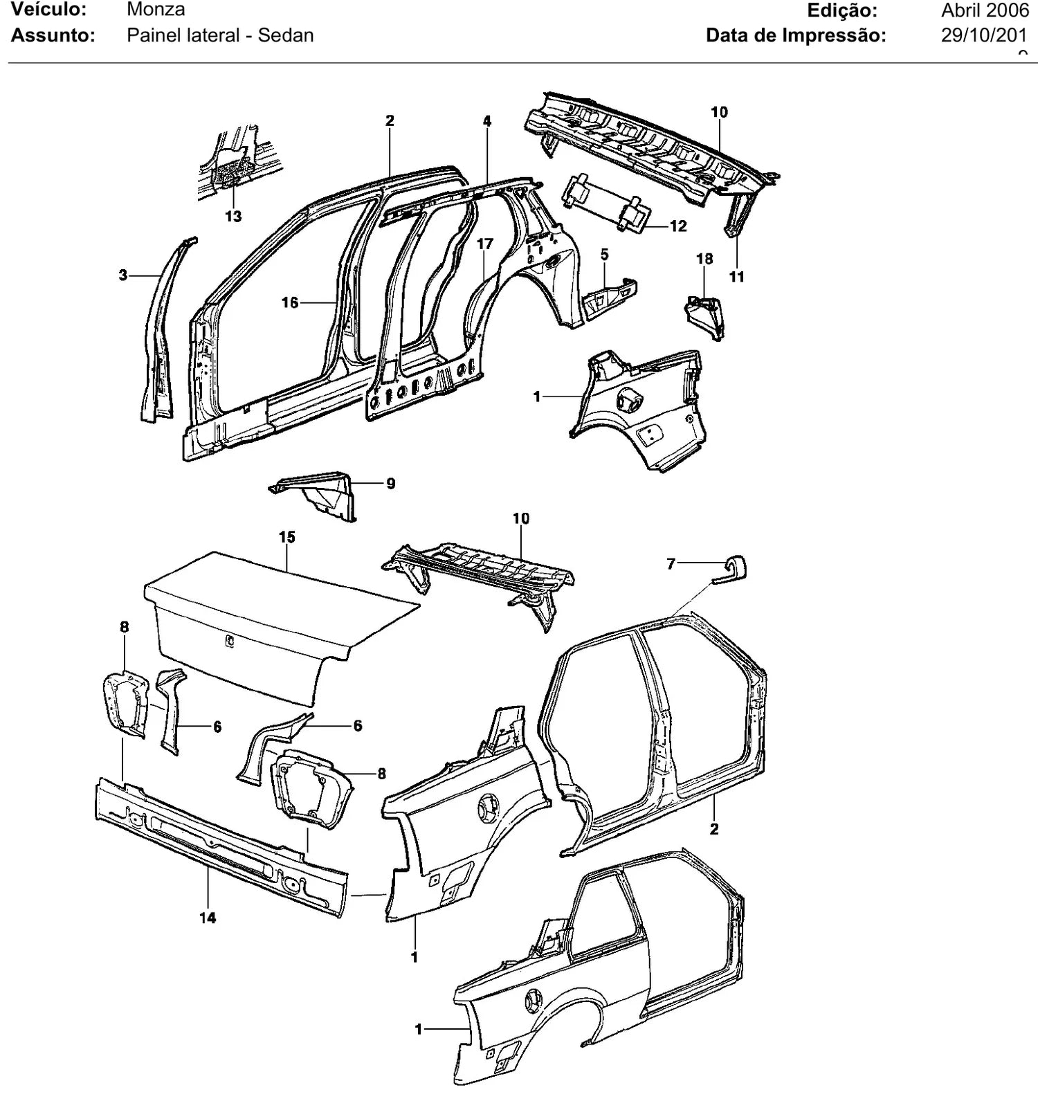 Catálogo de Peças Chevrolet Monza 1982-1996 — vista explodida 3 (pág. 338 do PDF)