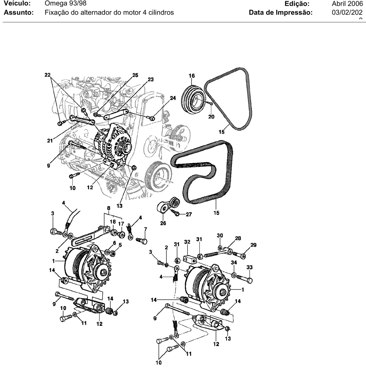 Catálogo de Peças Chevrolet Omega e Suprema 1992-1998 — vista explodida 1 (pág. 80 do PDF)