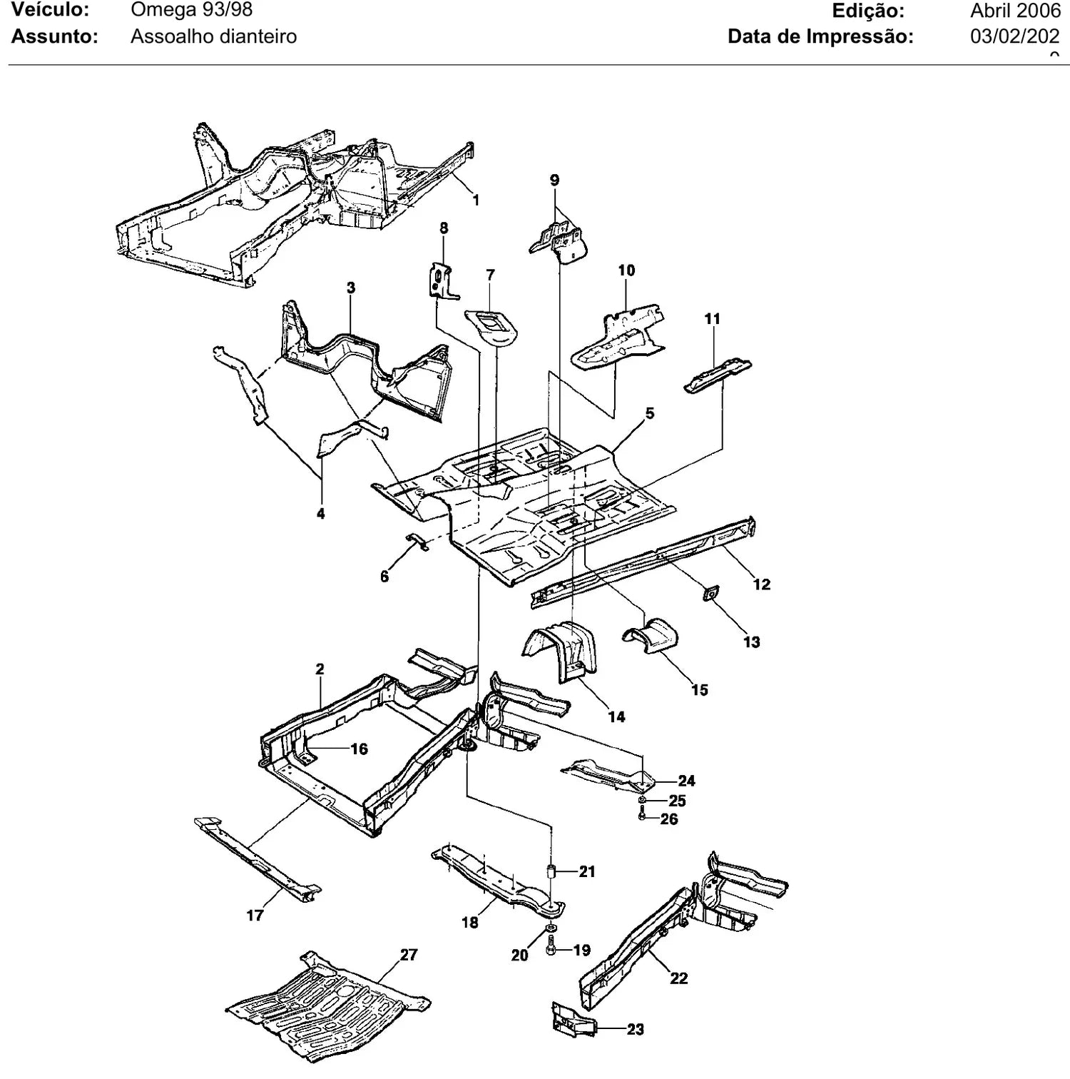 Catálogo de Peças Chevrolet Omega e Suprema 1992-1998 — vista explodida 2 (pág. 328 do PDF)