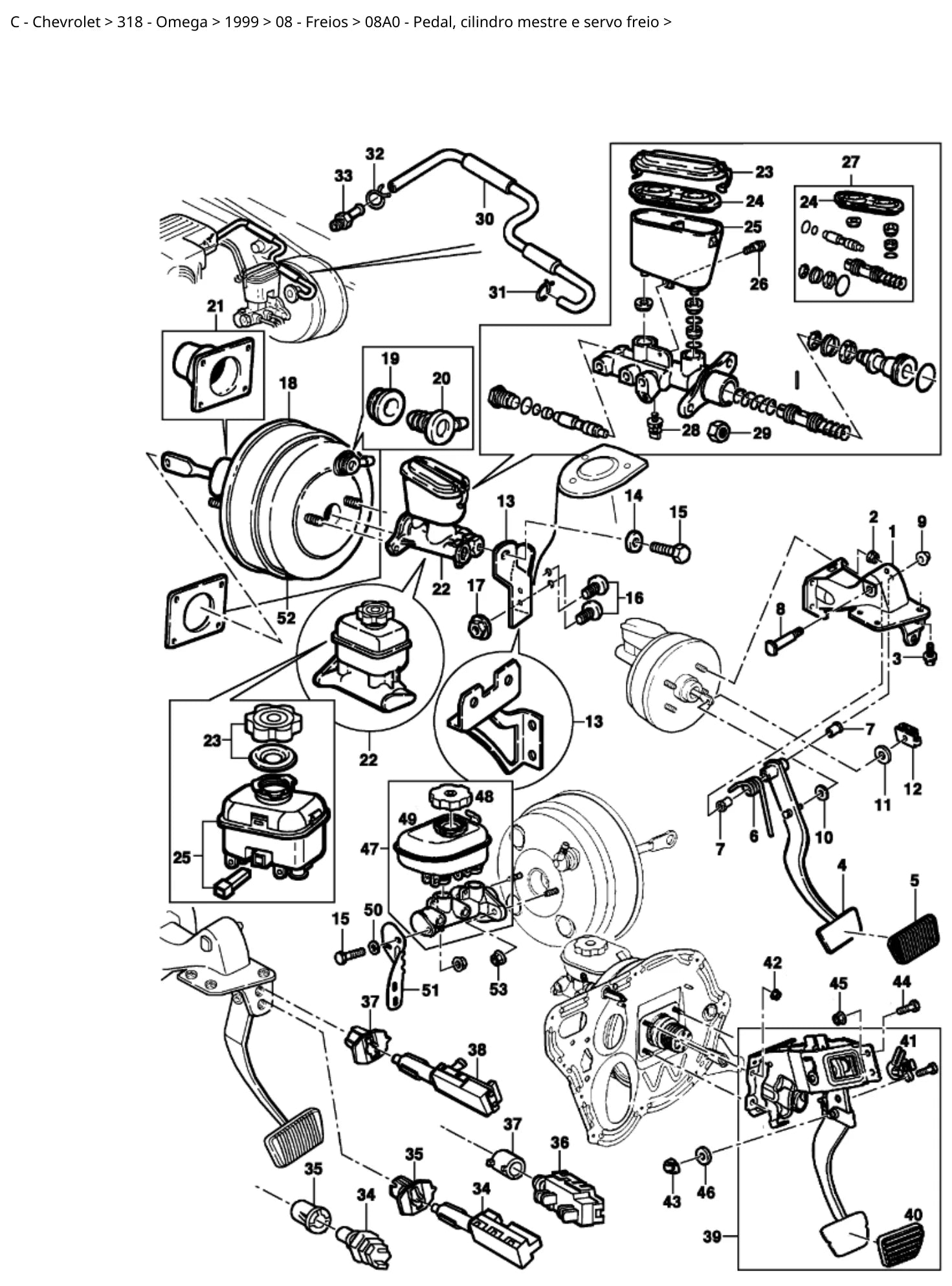 Catálogo de Peças Chevrolet Omega 1999-2005 — vista explodida 3 (pág. 135 do PDF)
