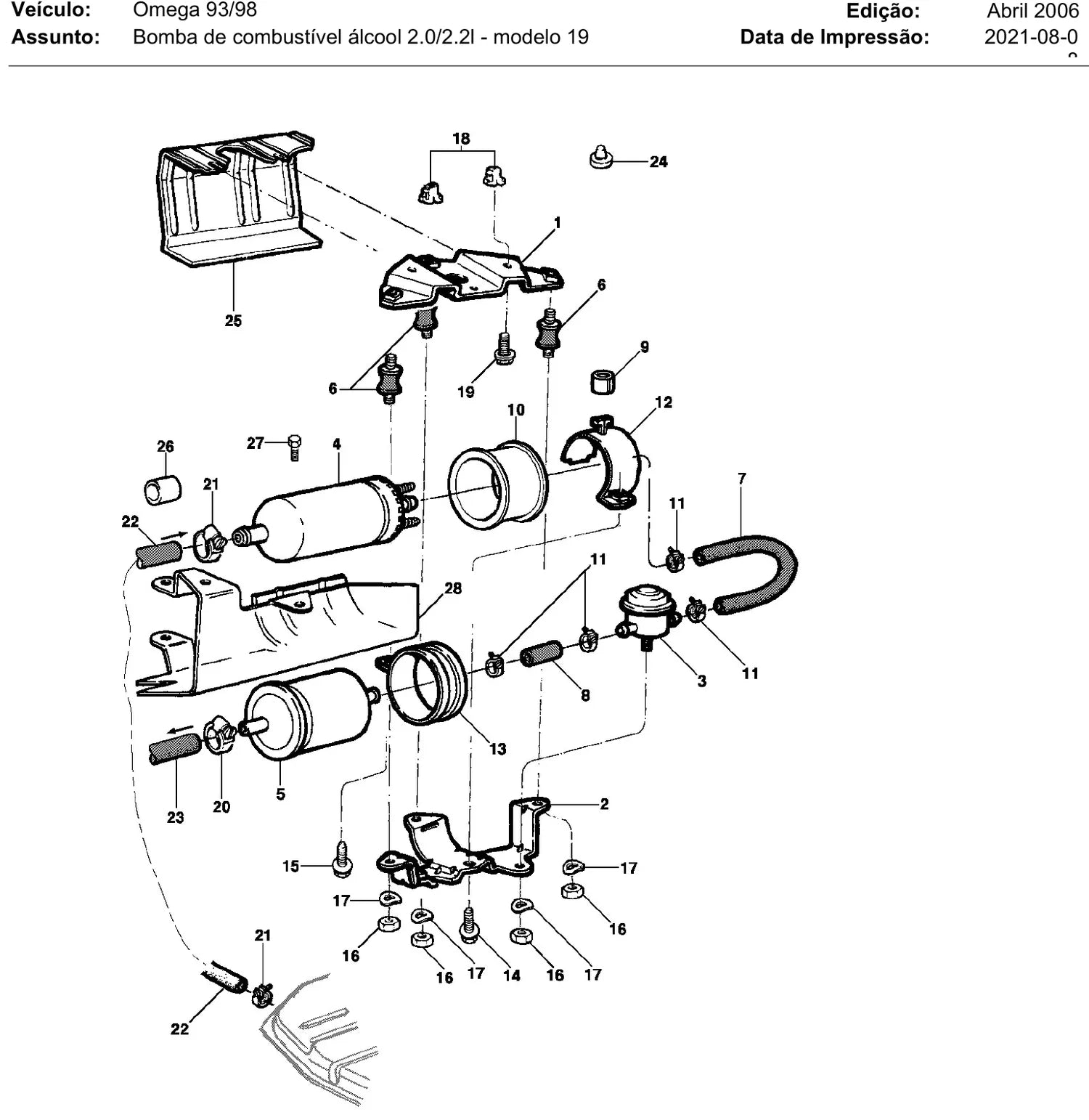 Catálogo de Peças Chevrolet Omega e Suprema 1993-1996 — vista explodida 3 (pág. 127 do PDF)
