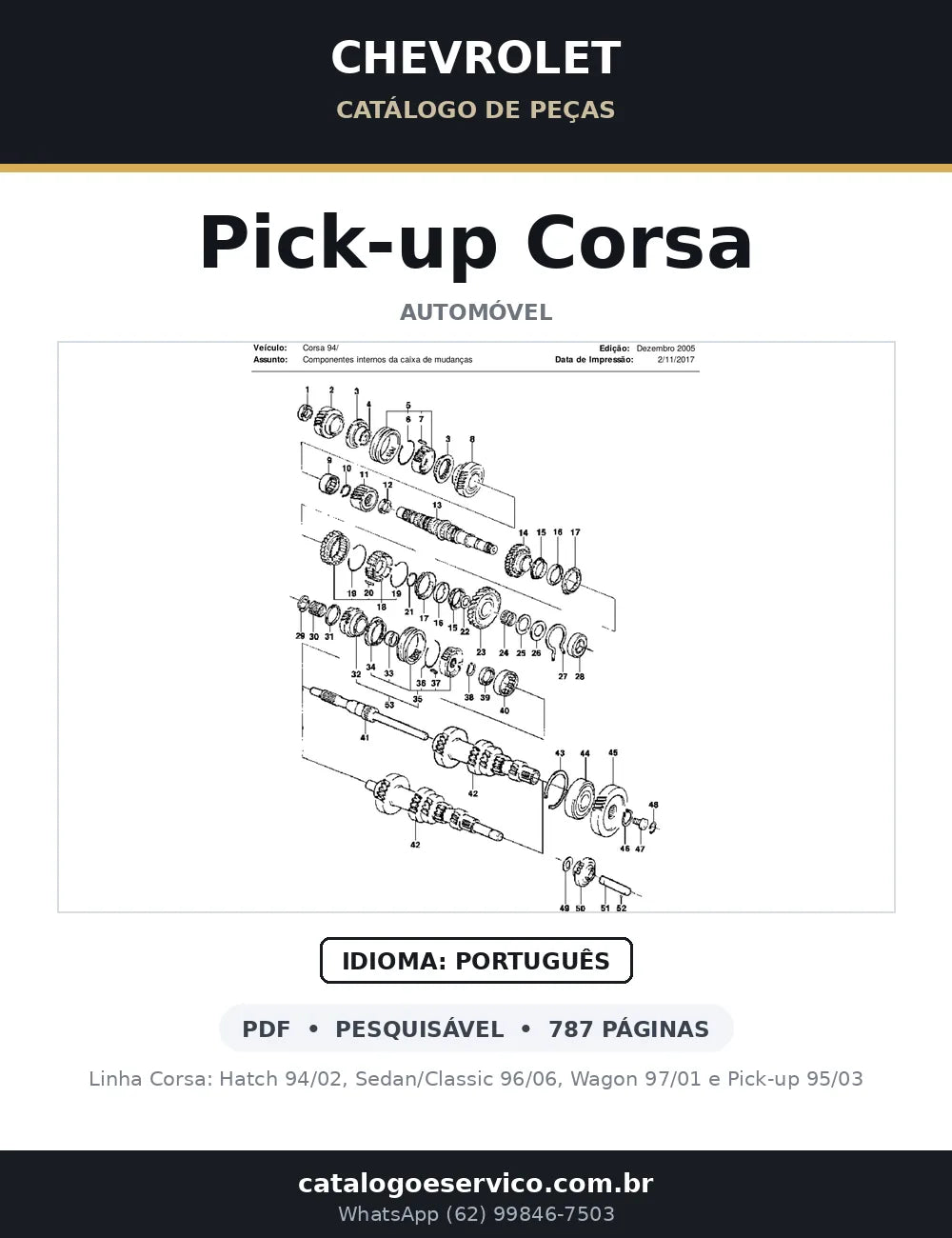 Catálogo de Peças Chevrolet Pick-up Corsa 1995-2003 (linha Corsa completa) — capa