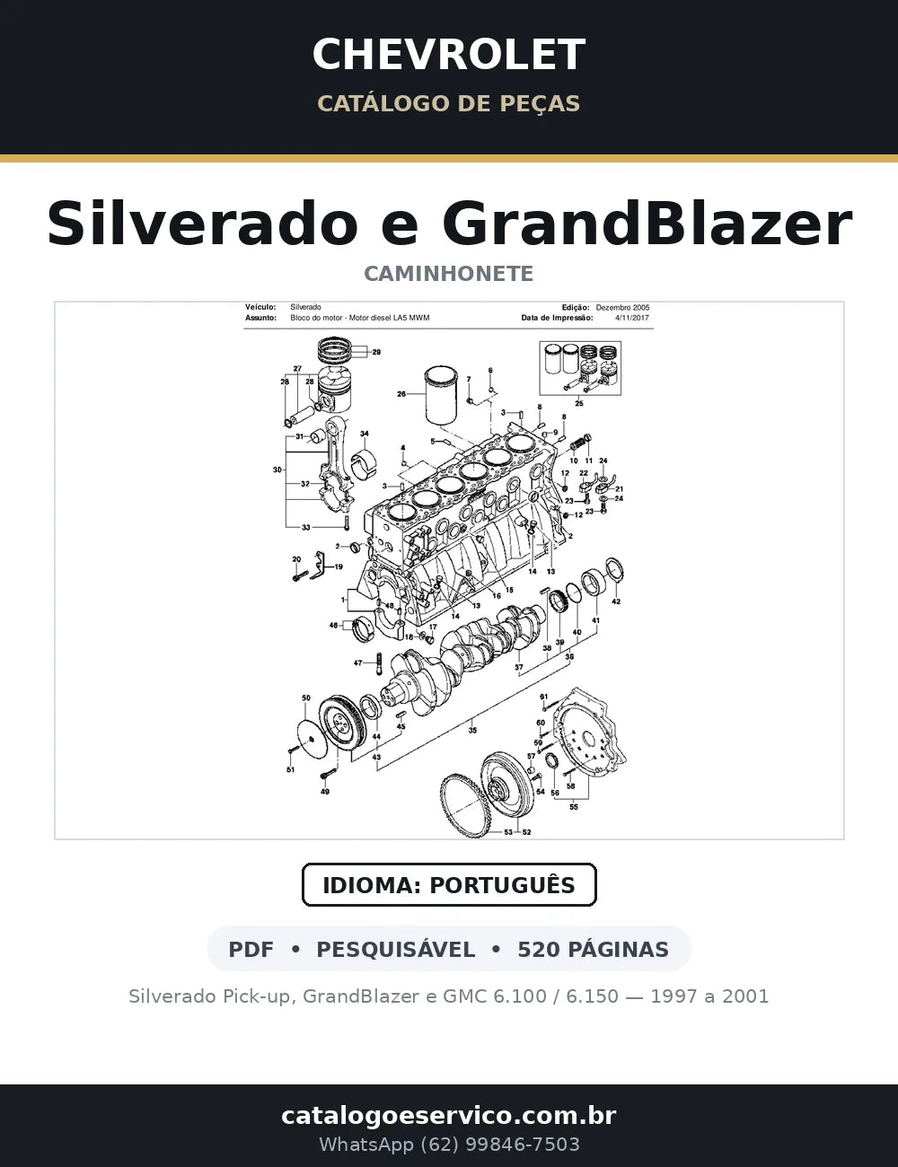 Catálogo de Peças Chevrolet Silverado, GrandBlazer e GMC 6.100/6.150 (1997-2001) — capa