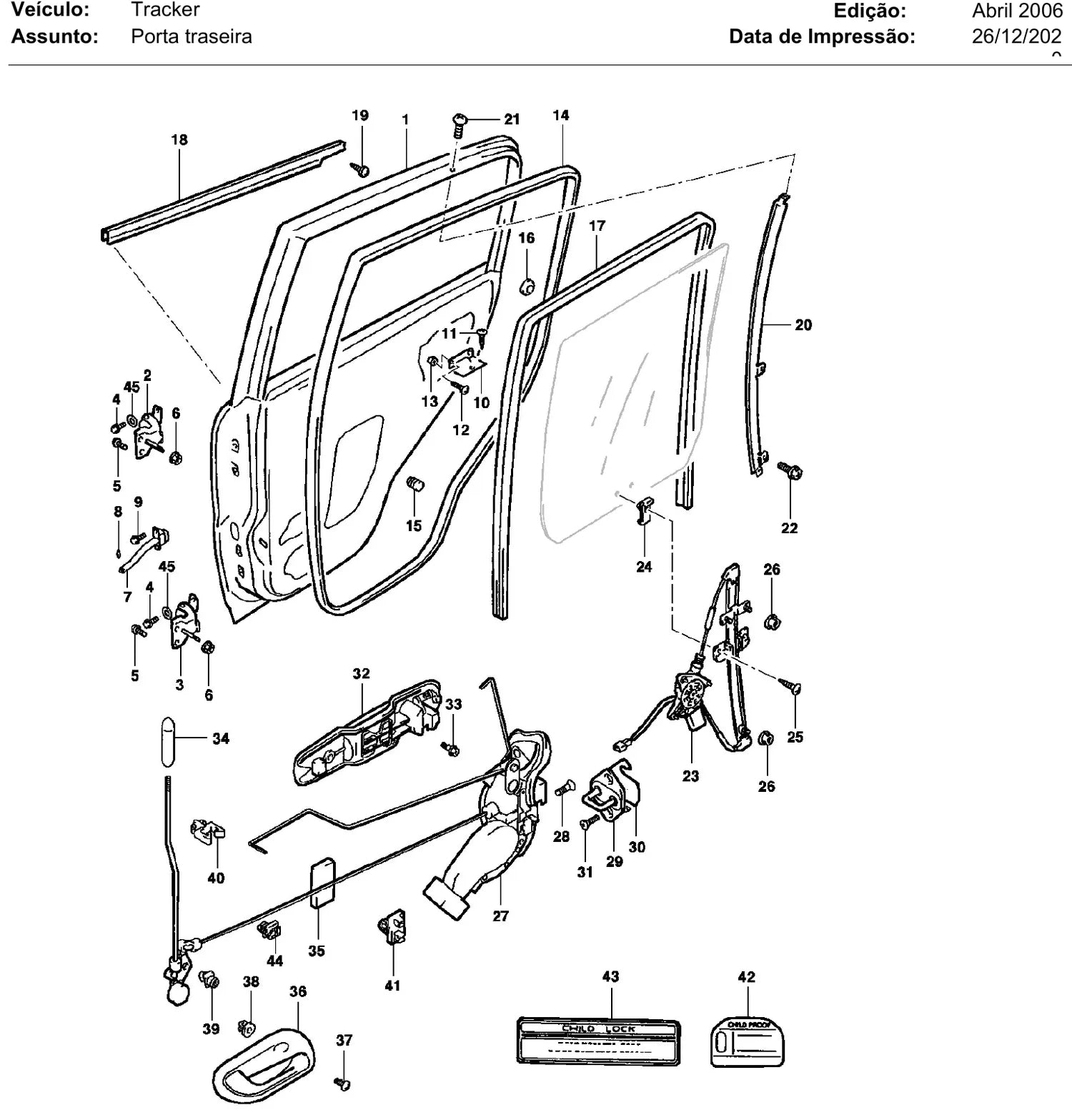 Catálogo de Peças Chevrolet Tracker 2001-2004 (gasolina e diesel) — vista explodida 1 (pág. 302 do PDF)