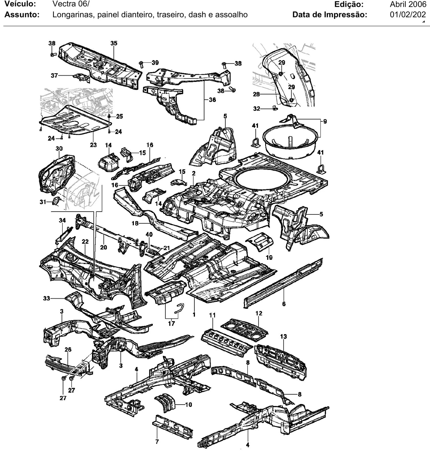 Catálogo de Peças Chevrolet Vectra 2.0 e 2.4 2006-2008 — vista explodida 1 (pág. 170 do PDF)