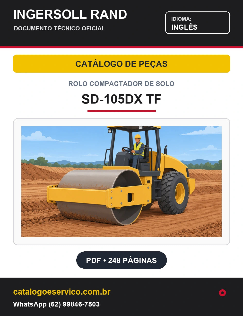 Capa Catálogo de Peças Rolo Compactador de Solo Ingersoll Rand SD-105DX TF / Volvo (Inglês)