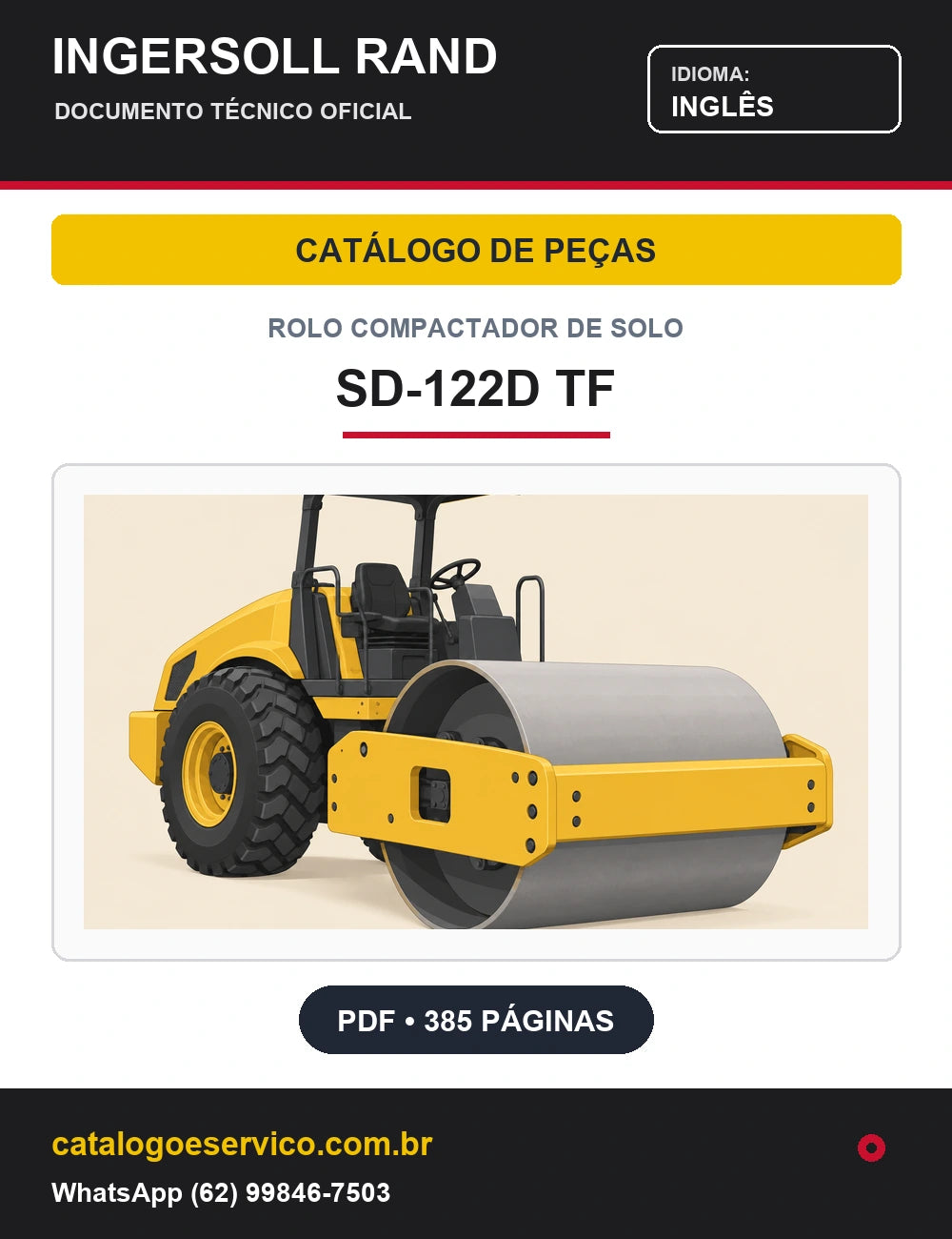 Capa Catálogo de Peças Rolo Compactador de Solo Ingersoll Rand SD-122D TF / Volvo (Inglês)