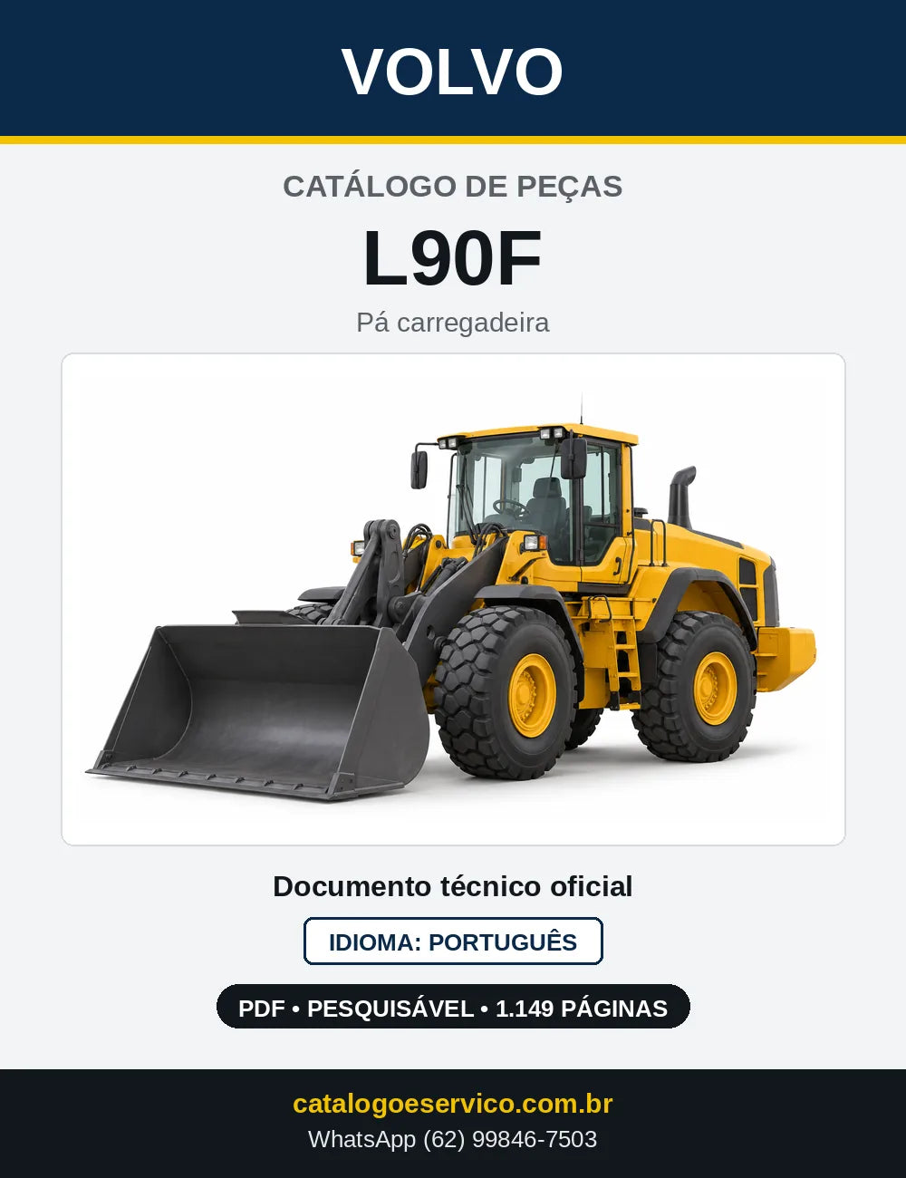 Capa do Catálogo de Peças Volvo L90F – pá carregadeira