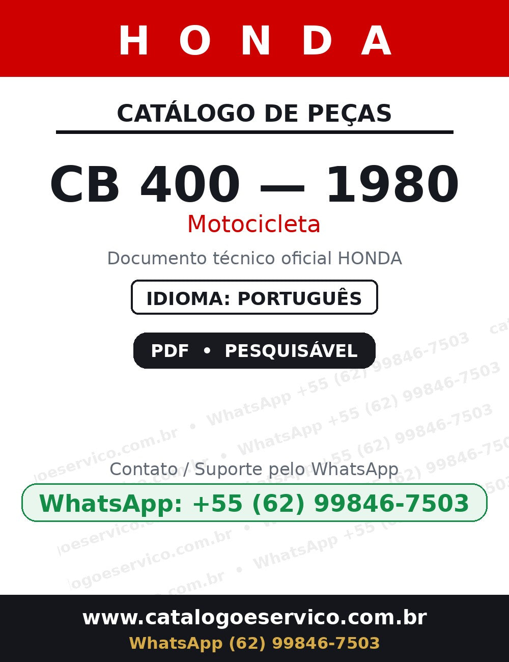 HONDA CB 400 — 1980 — Catálogo de Peças