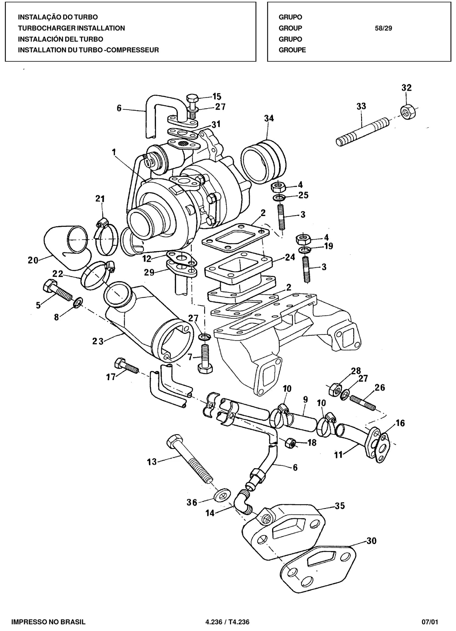 Catálogo de Peças Motor Perkins Q20B / 4.236 / T4.236 — vista explodida 1 (pág. 132 do PDF)