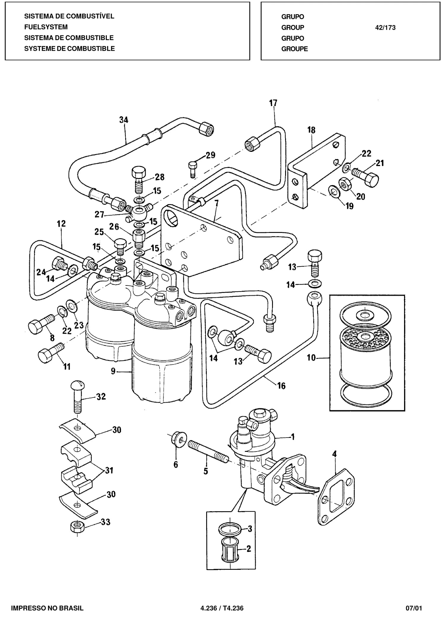 Catálogo de Peças Motor Perkins Q20B / 4.236 / T4.236 — vista explodida 3 (pág. 96 do PDF)