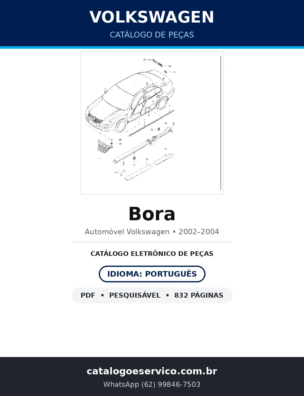 Catálogo de Peças Volkswagen Bora (2002–2004) — 832 págs. — capa