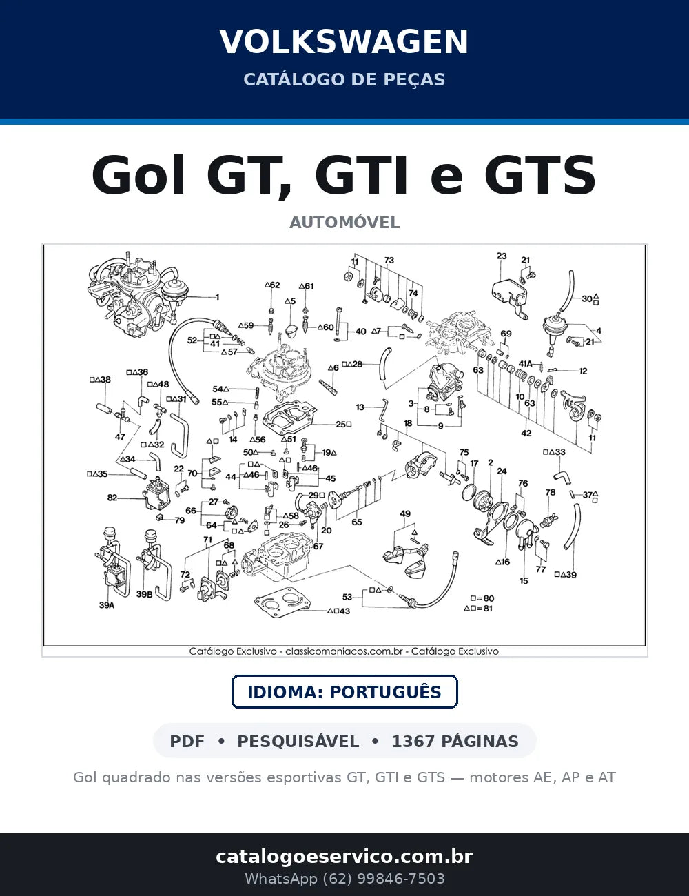 Catálogo de Peças Volkswagen Gol GT, GTI e GTS AE, AP e AT (1980-1996) — capa